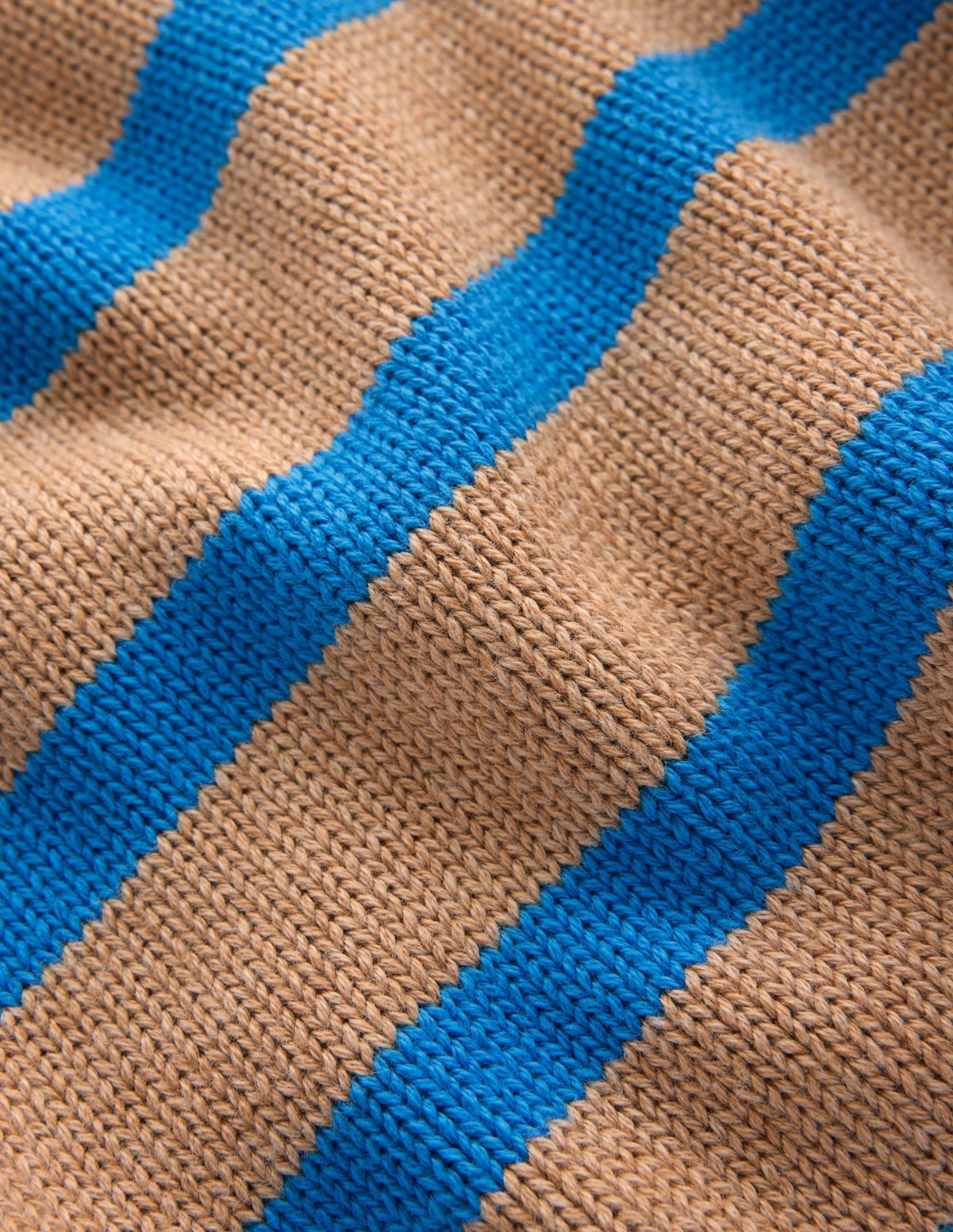 Lucy Relaxed Cotton Sweater-Camel. Blue Stripe - Image 7