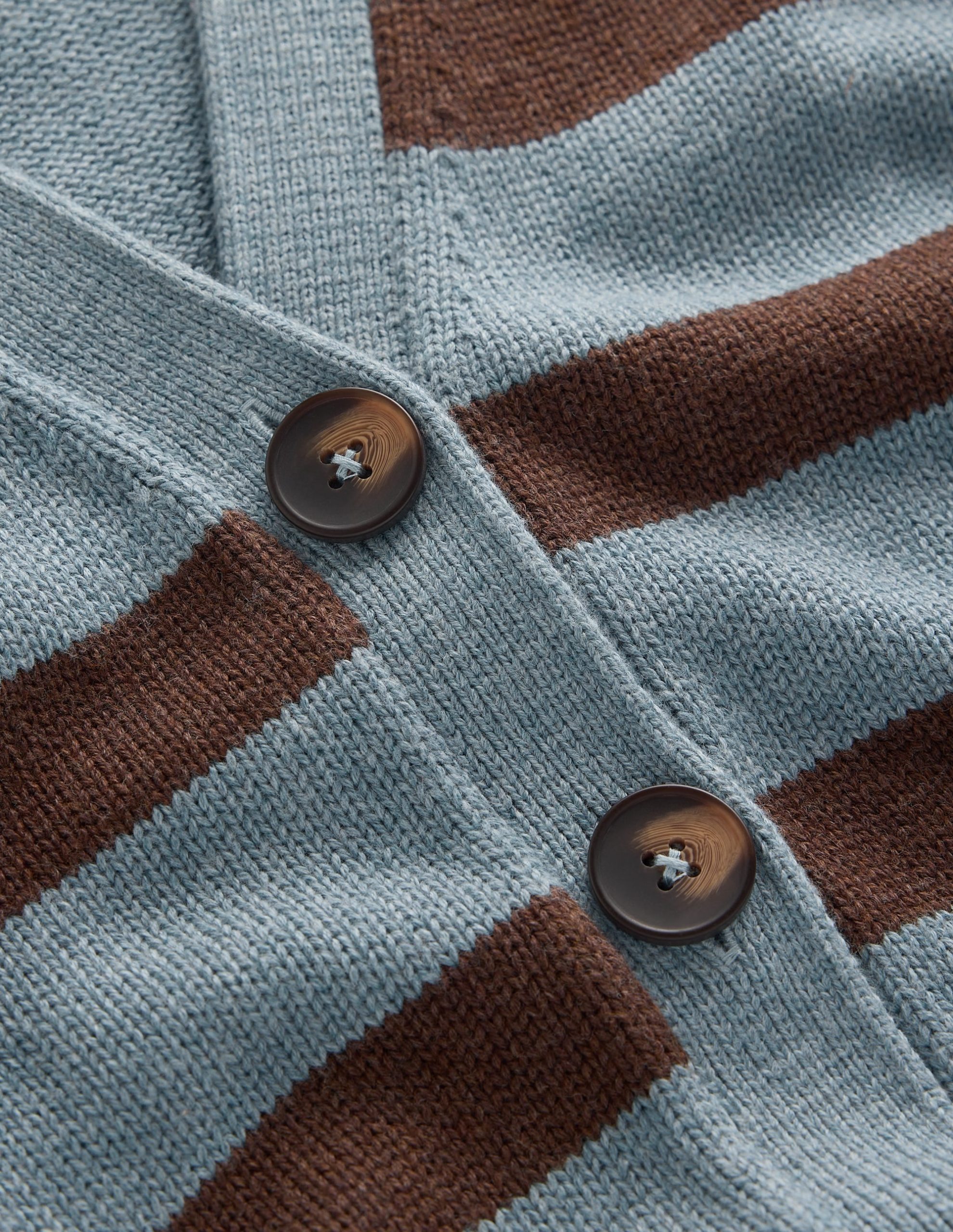 Lucy Relaxed Cotton Cardigan-Pavilion Blue. Brown Stripe - Image 6
