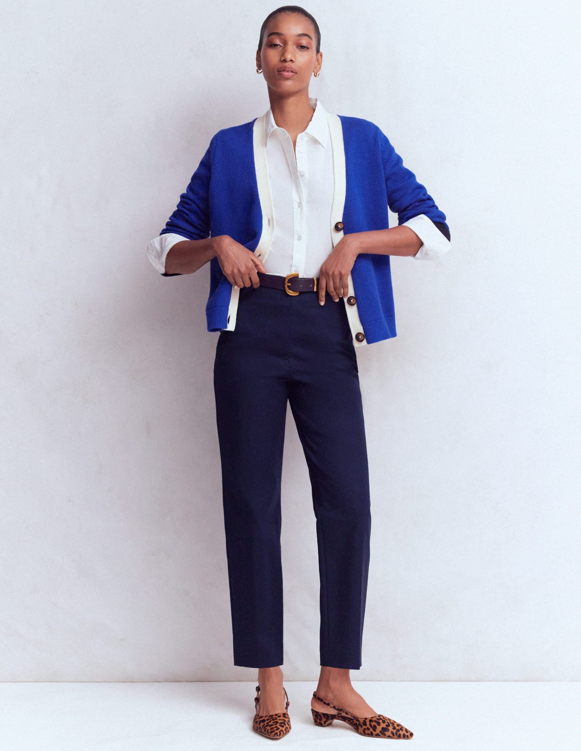 Lucy Relaxed Cotton Cardigan-Bright Blue. Colour Block - Image 7