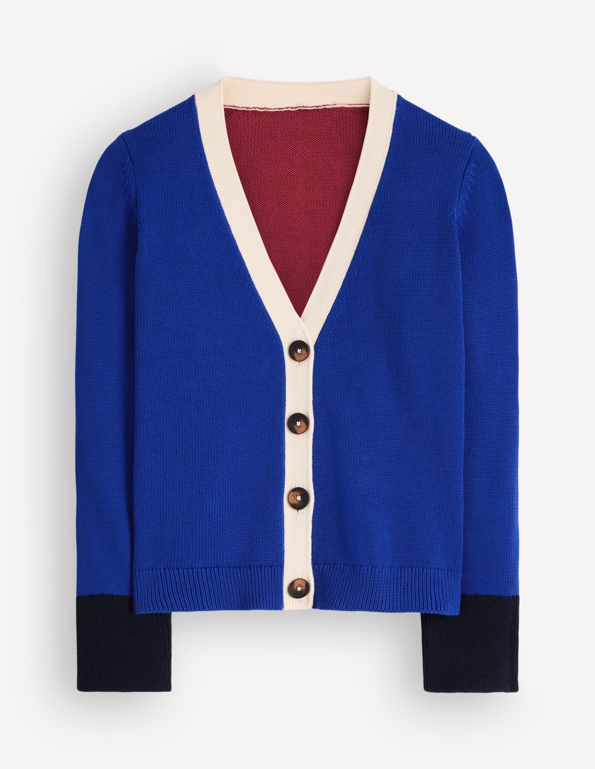 Lucy Relaxed Cotton Cardigan-Bright Blue. Colour Block - Image 8