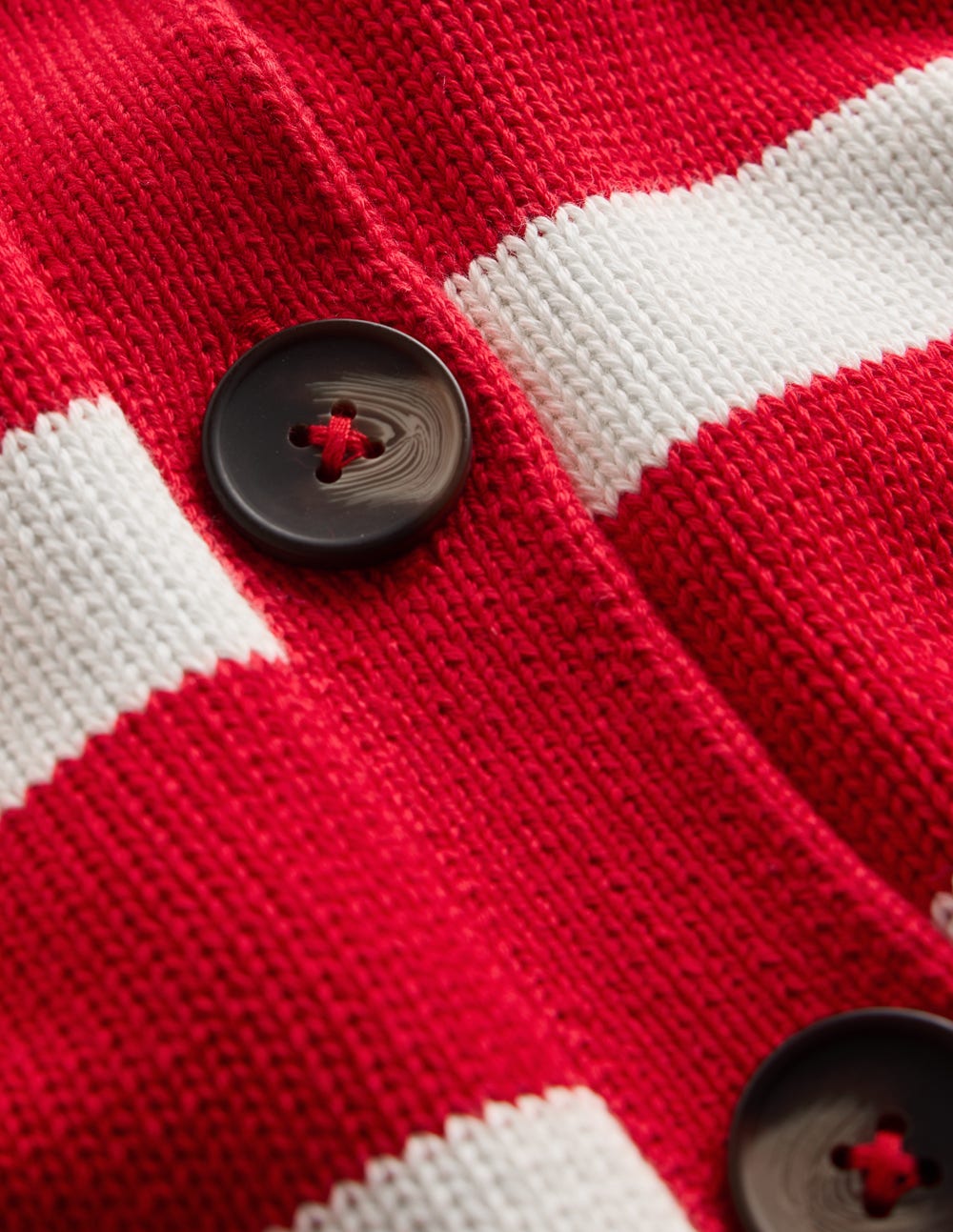 Lucy Relaxed Cotton Cardigan-Deep Red. Ivory Stripe - Image 7