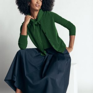 Elsie Cashmere Crew Cardigan-Fresh Green