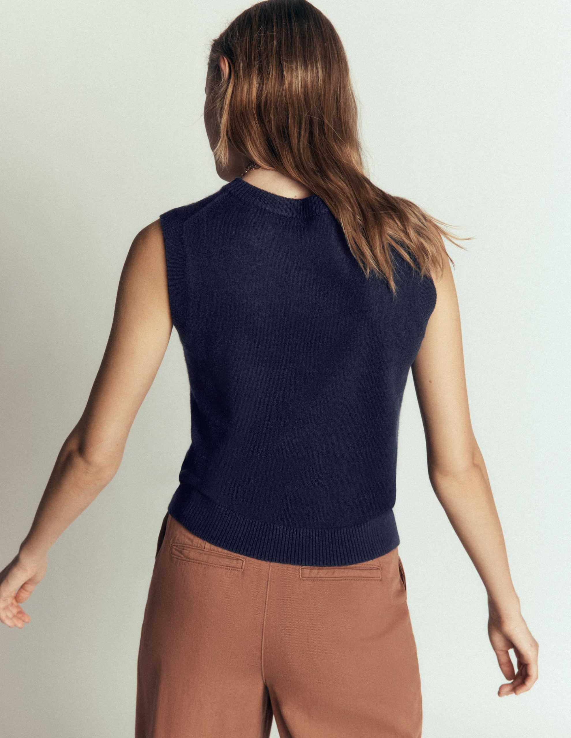 Elsie Cashmere Tank-Navy - Image 2