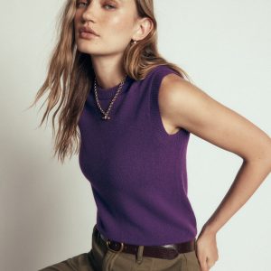 Elsie Cashmere Tank-Deep Grape