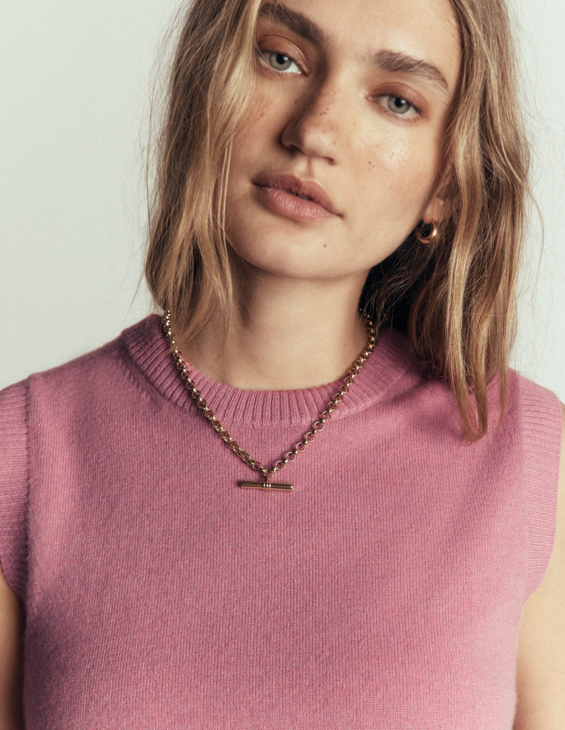 Elsie Cashmere Tank-Pink Heather - Image 2