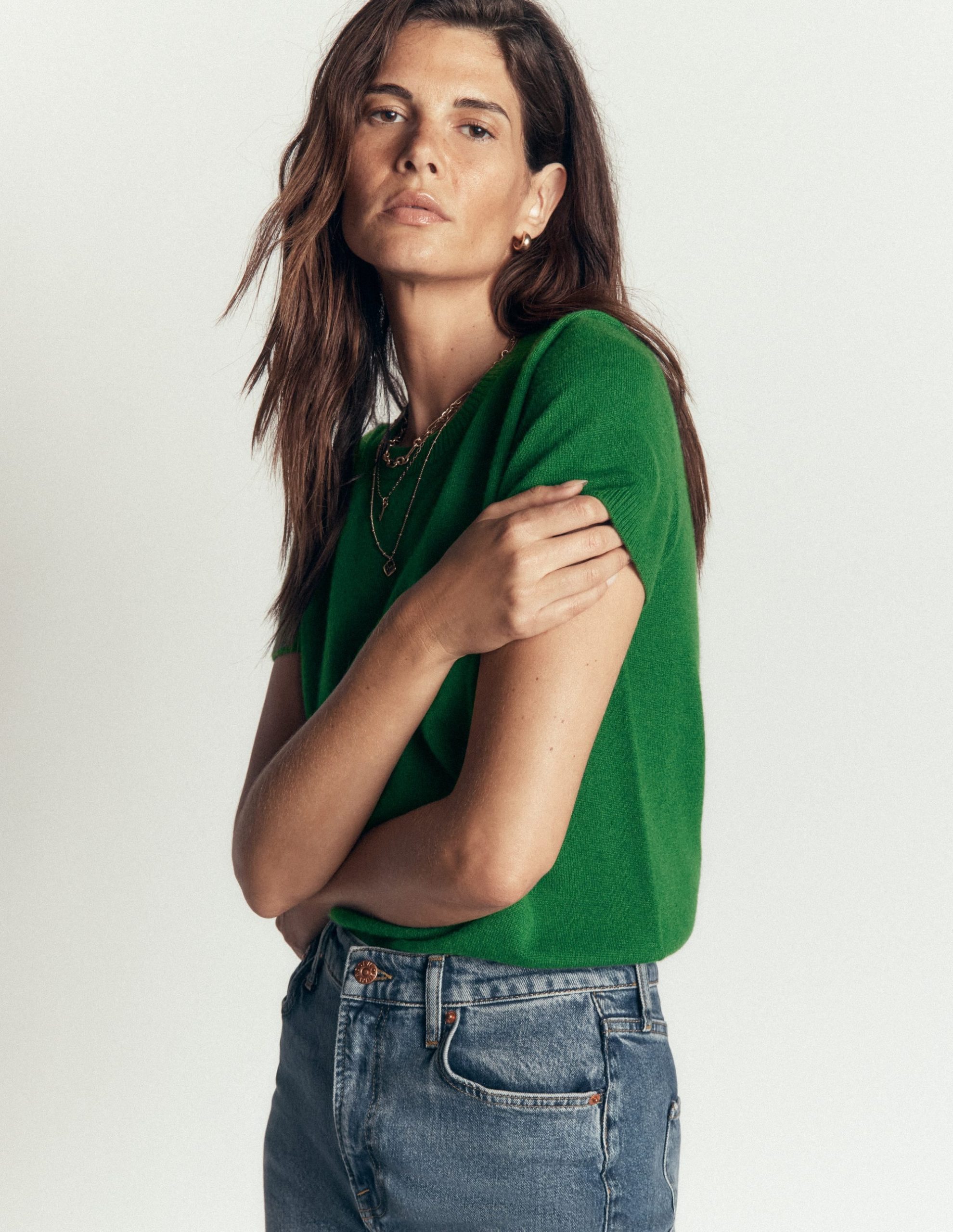 Elsie Cashmere Crew T-shirt-Fresh Green - Image 2