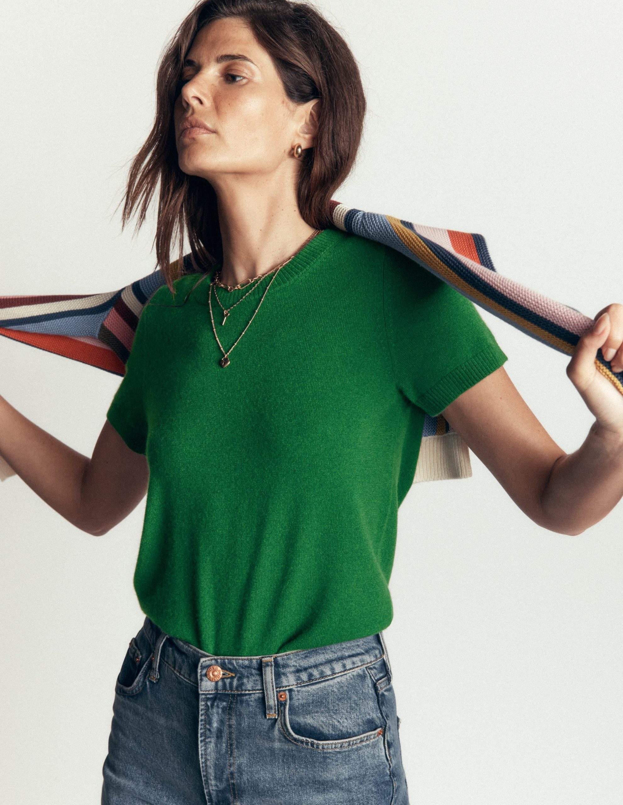 Elsie Cashmere Crew T-shirt-Fresh Green - Image 4