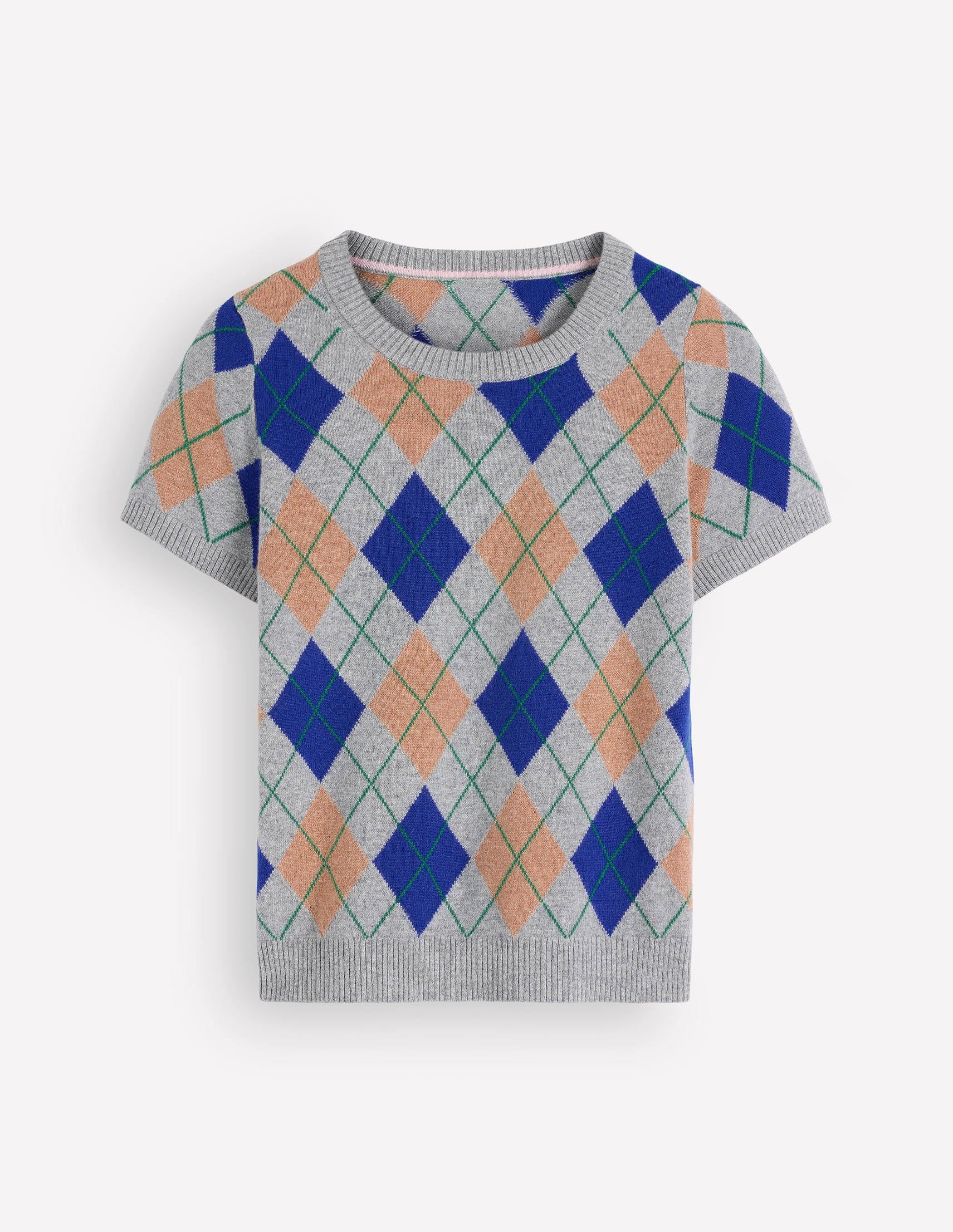 Elsie Cashmere Crew T-shirt-Grey. Argyle - Image 8