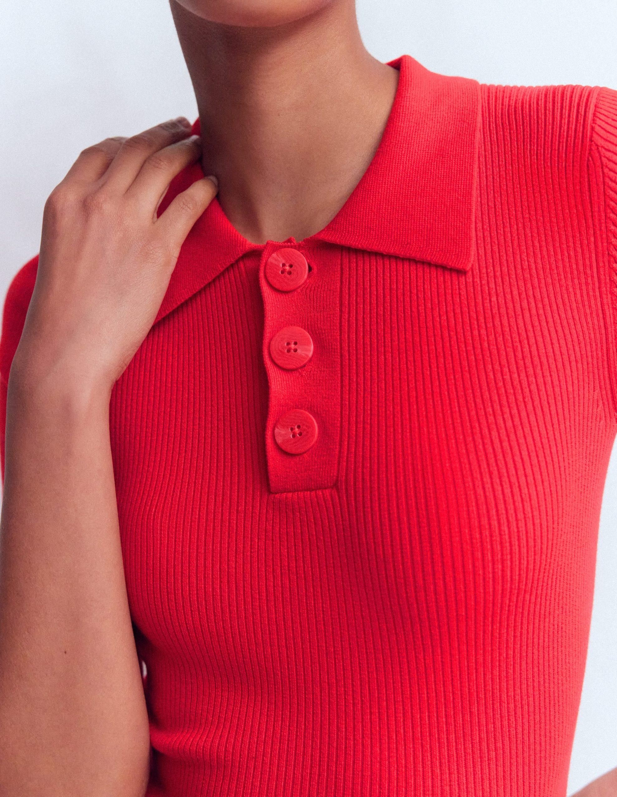 Rhianne Cotton Rib Jumper-Poppy Red - Image 3