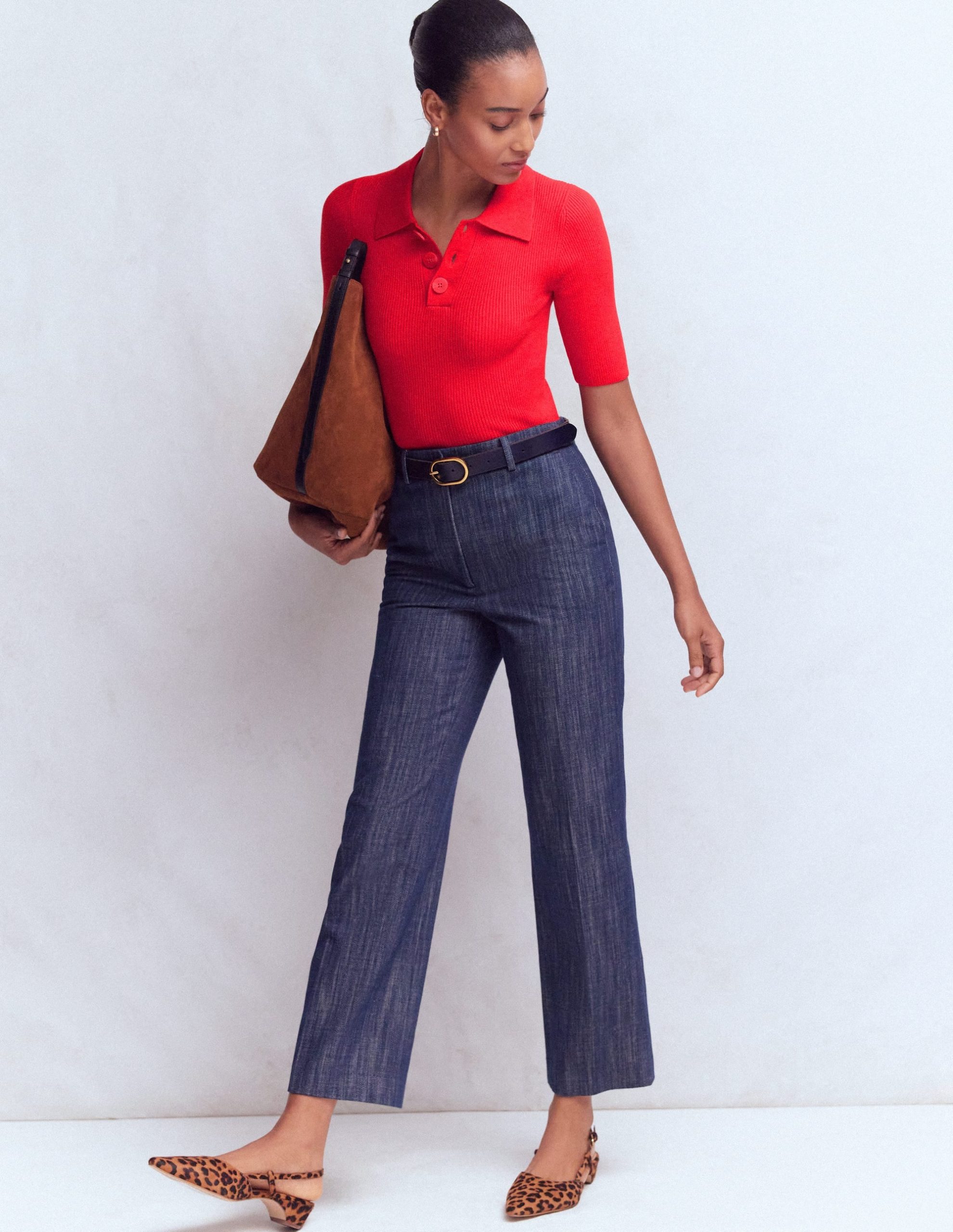 Rhianne Cotton Rib Jumper-Poppy Red - Image 5