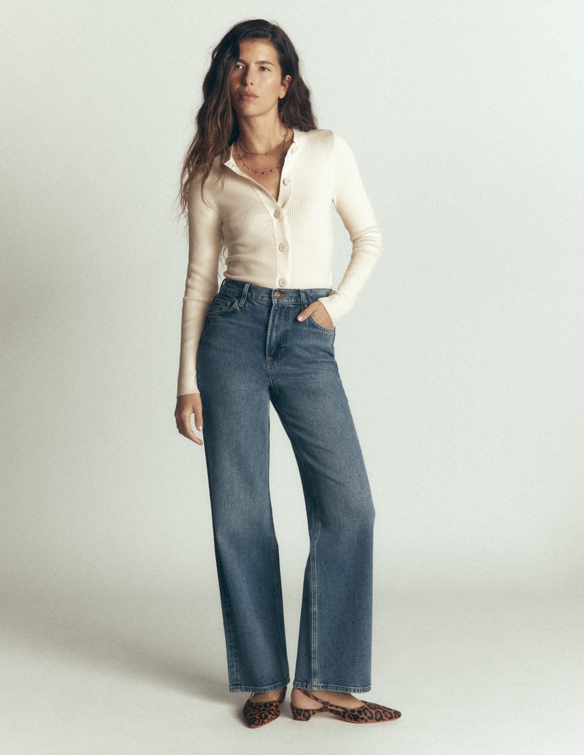 Rhianne Cotton Rib Cardigan-Ivory - Image 4