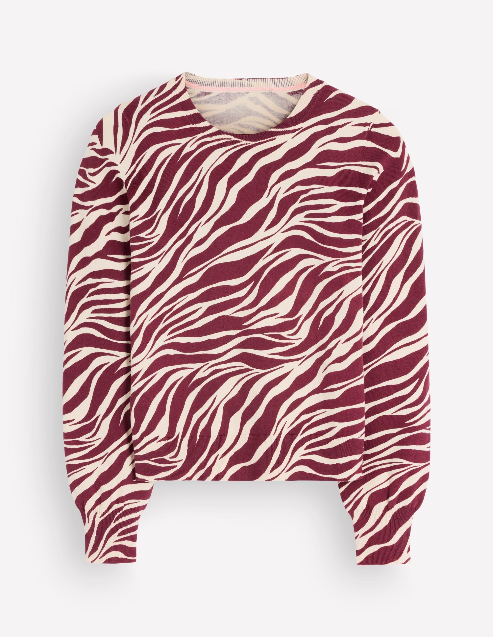 Camilla Cotton Crew Sweater-Chestnut. Zebra Swirl - Image 5