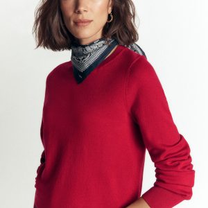 Camilla Cotton Crew Sweater-Crimson Red