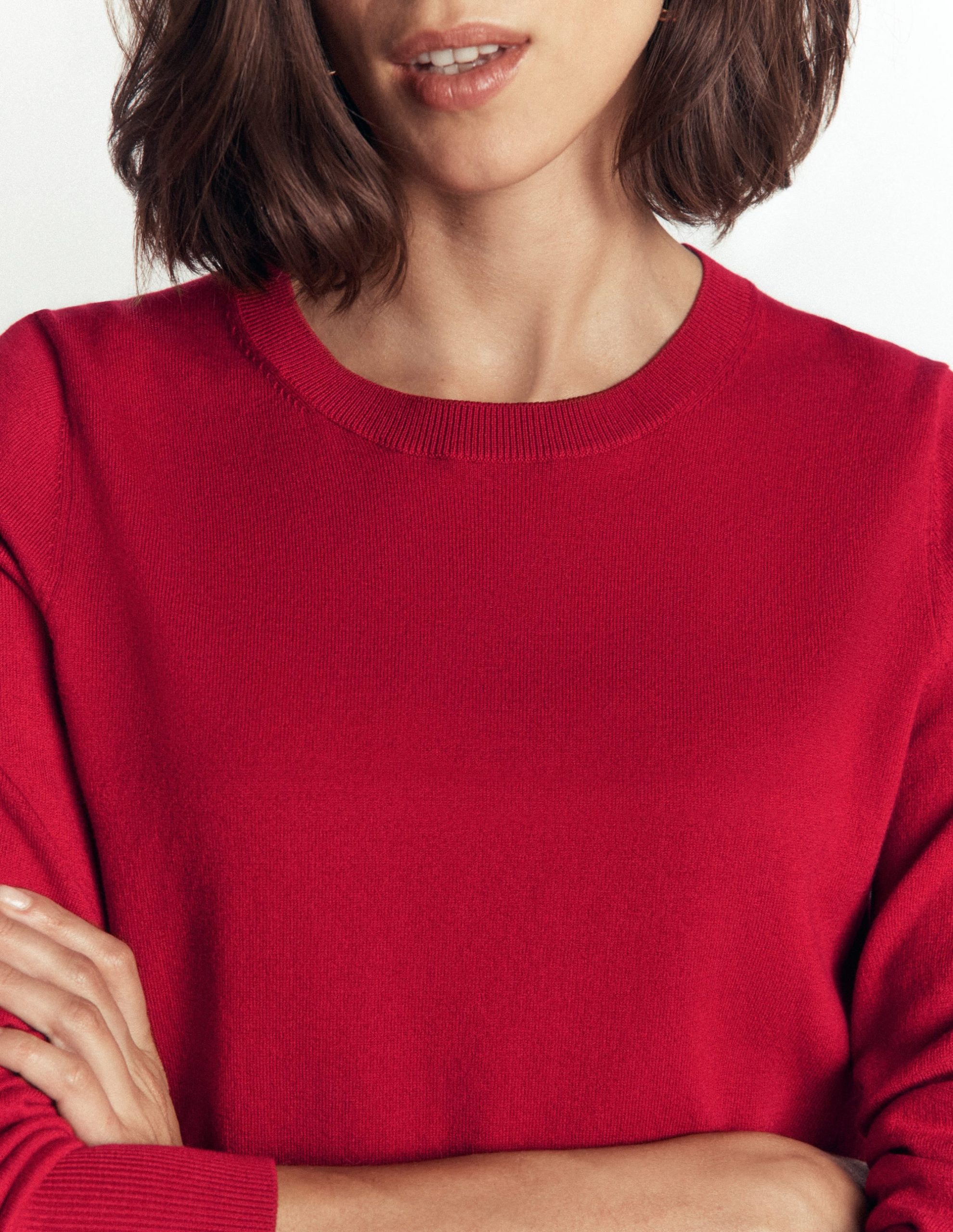 Camilla Cotton Crew Sweater-Crimson Red - Image 2