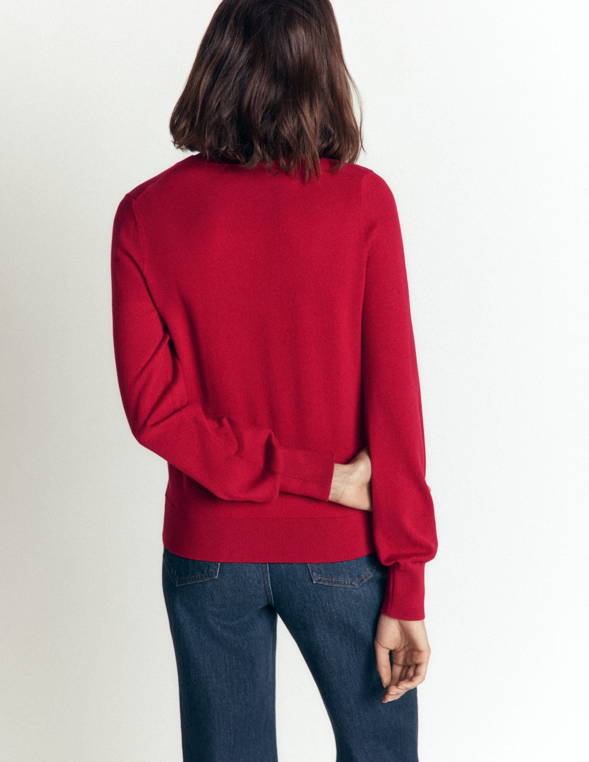 Camilla Cotton Crew Sweater-Crimson Red - Image 3
