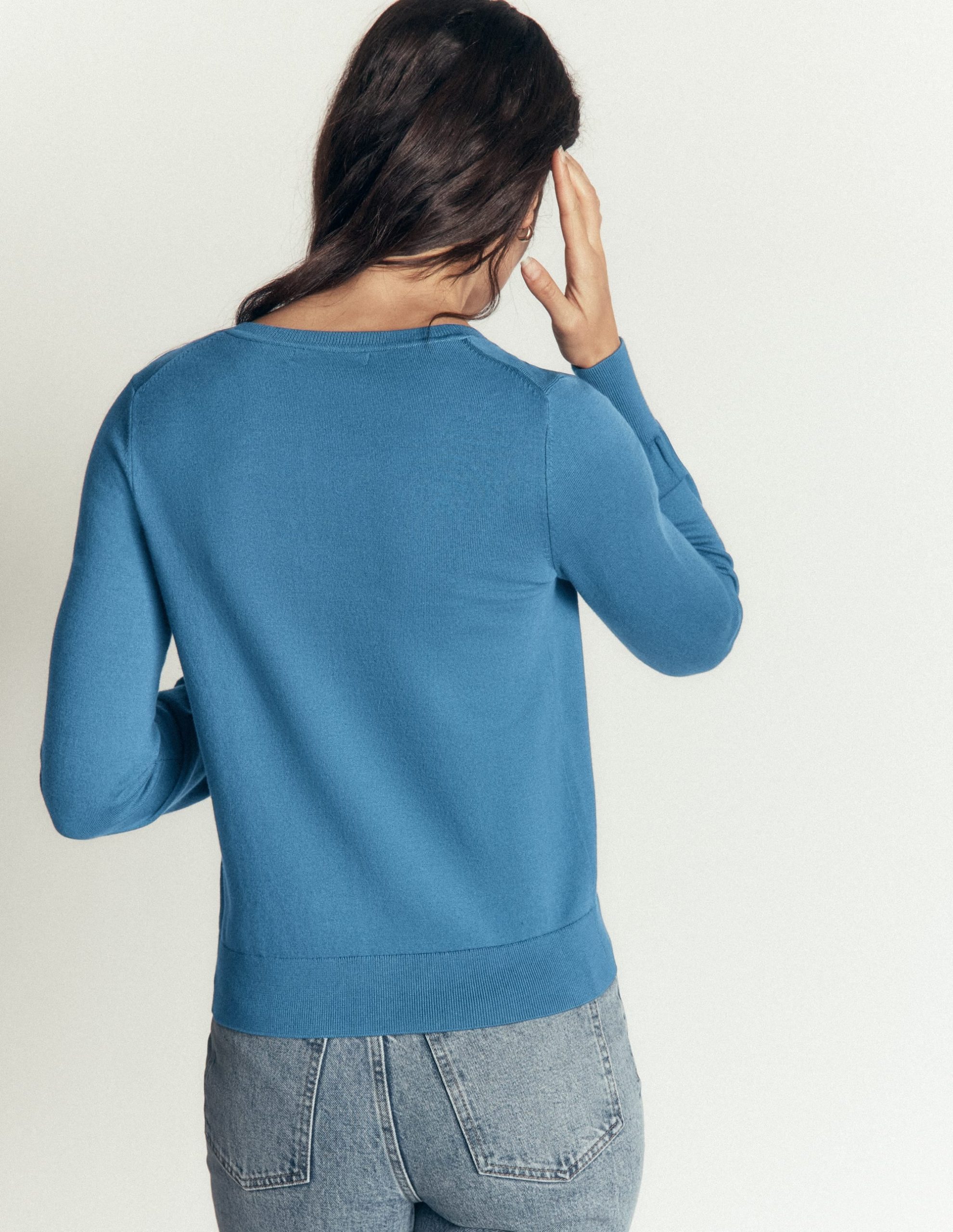 Camilla Cotton Crew Cardigan-Storm Blue - Image 2