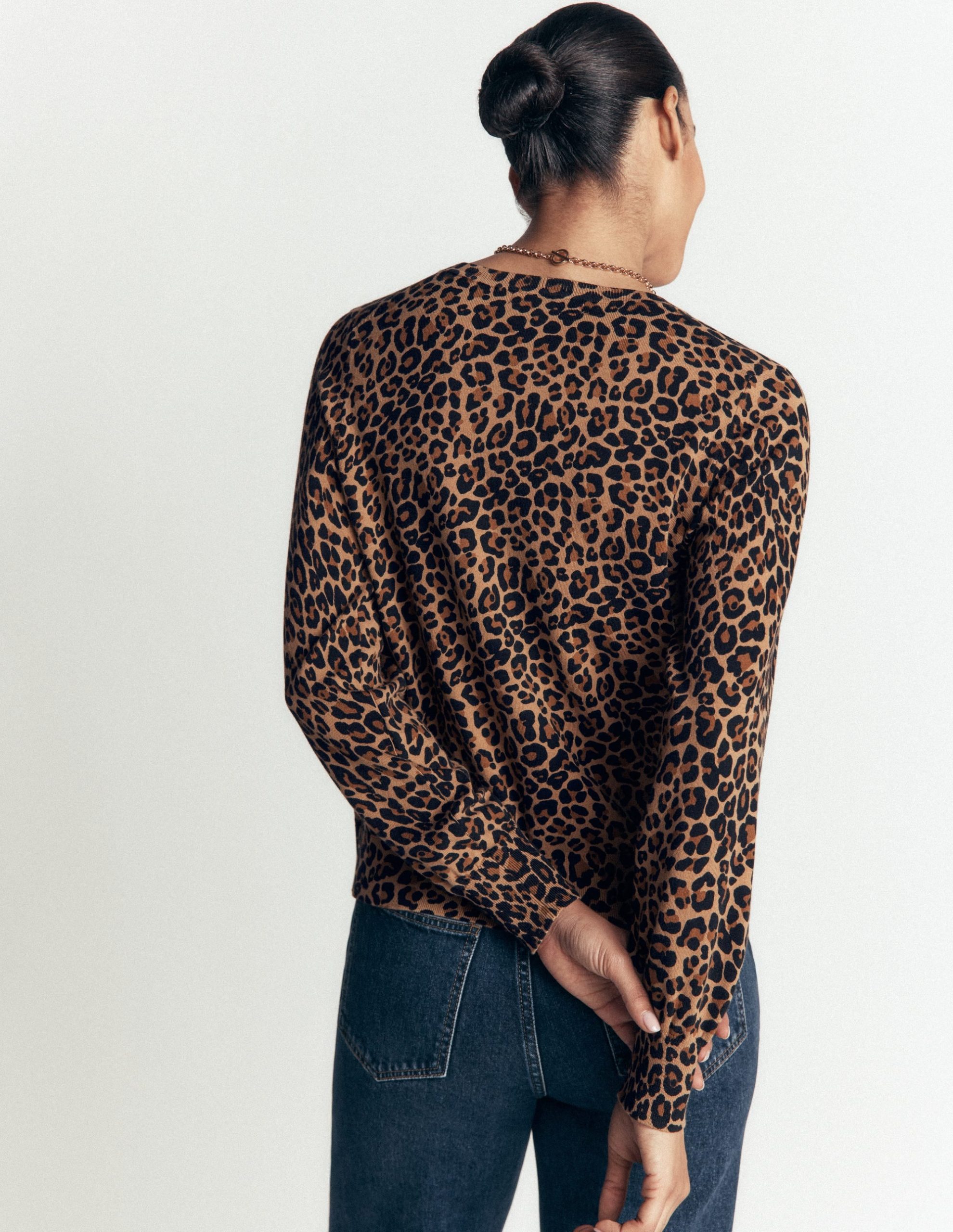 Camilla Cotton Crew Cardigan-Camel. Animal Fields - Image 2