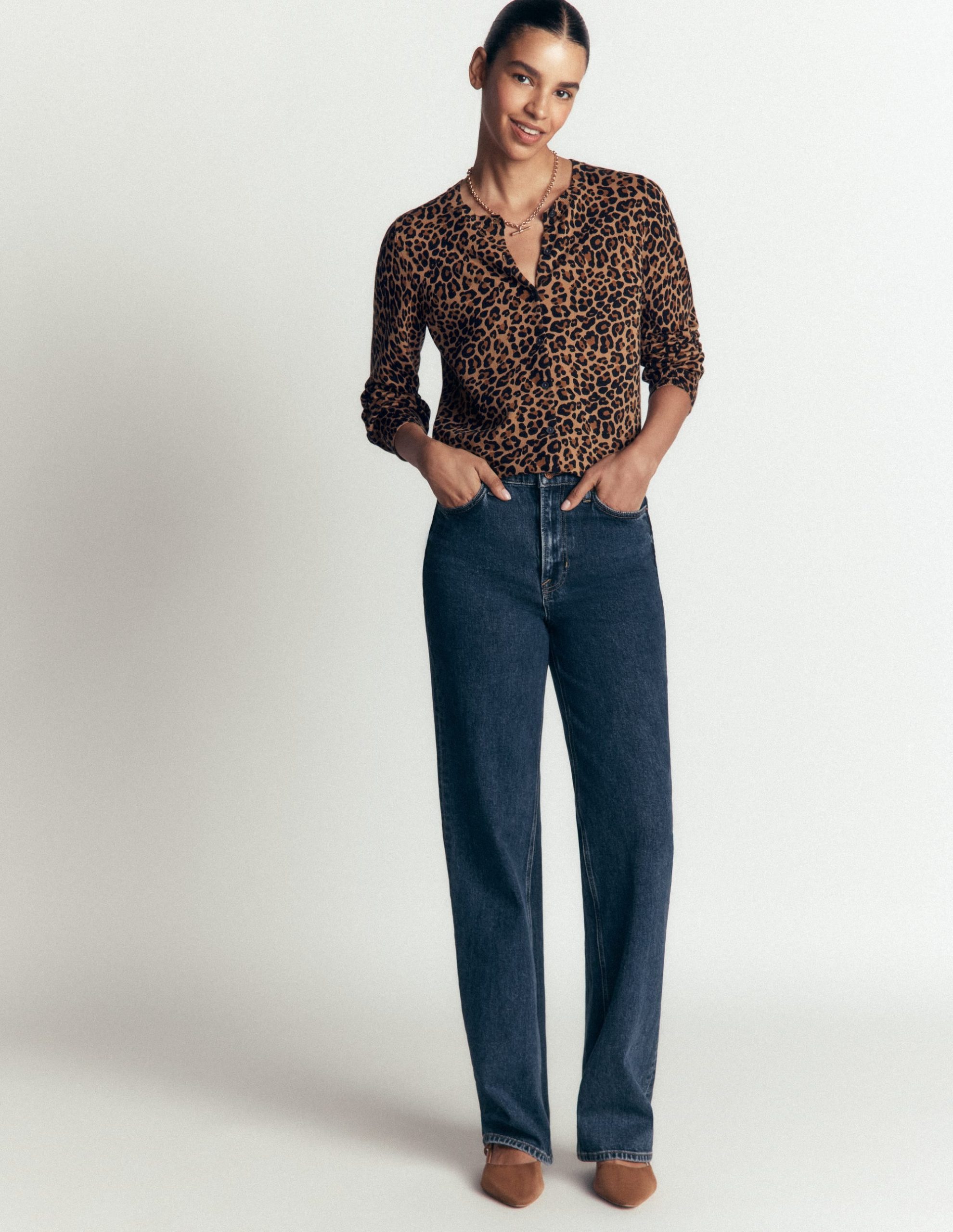 Camilla Cotton Crew Cardigan-Camel. Animal Fields - Image 3