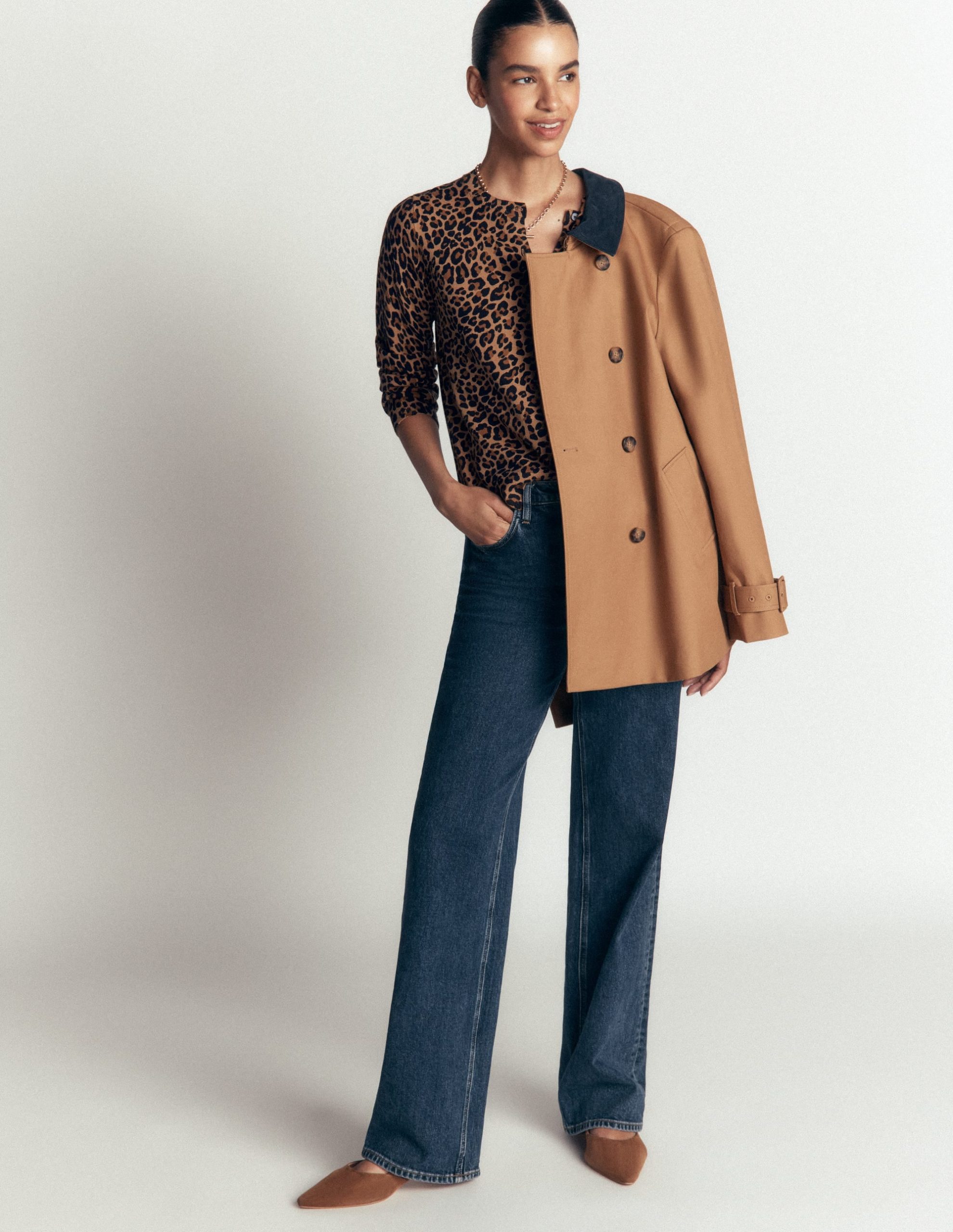 Camilla Cotton Crew Cardigan-Camel. Animal Fields - Image 4