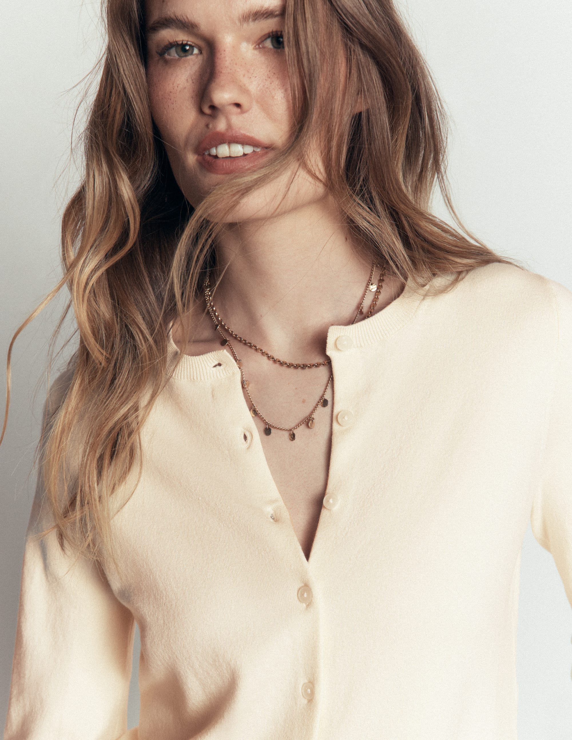 Camilla Cotton Crew Cardigan-Ivory - Image 2