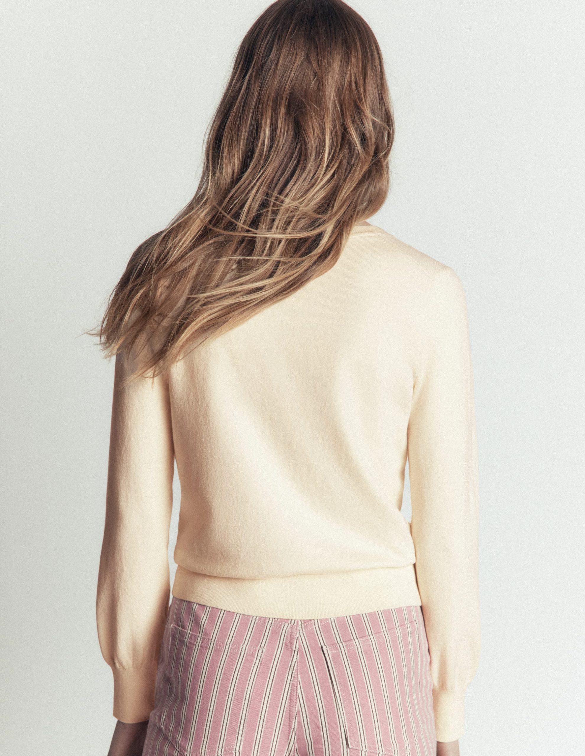 Camilla Cotton Crew Cardigan-Ivory - Image 3