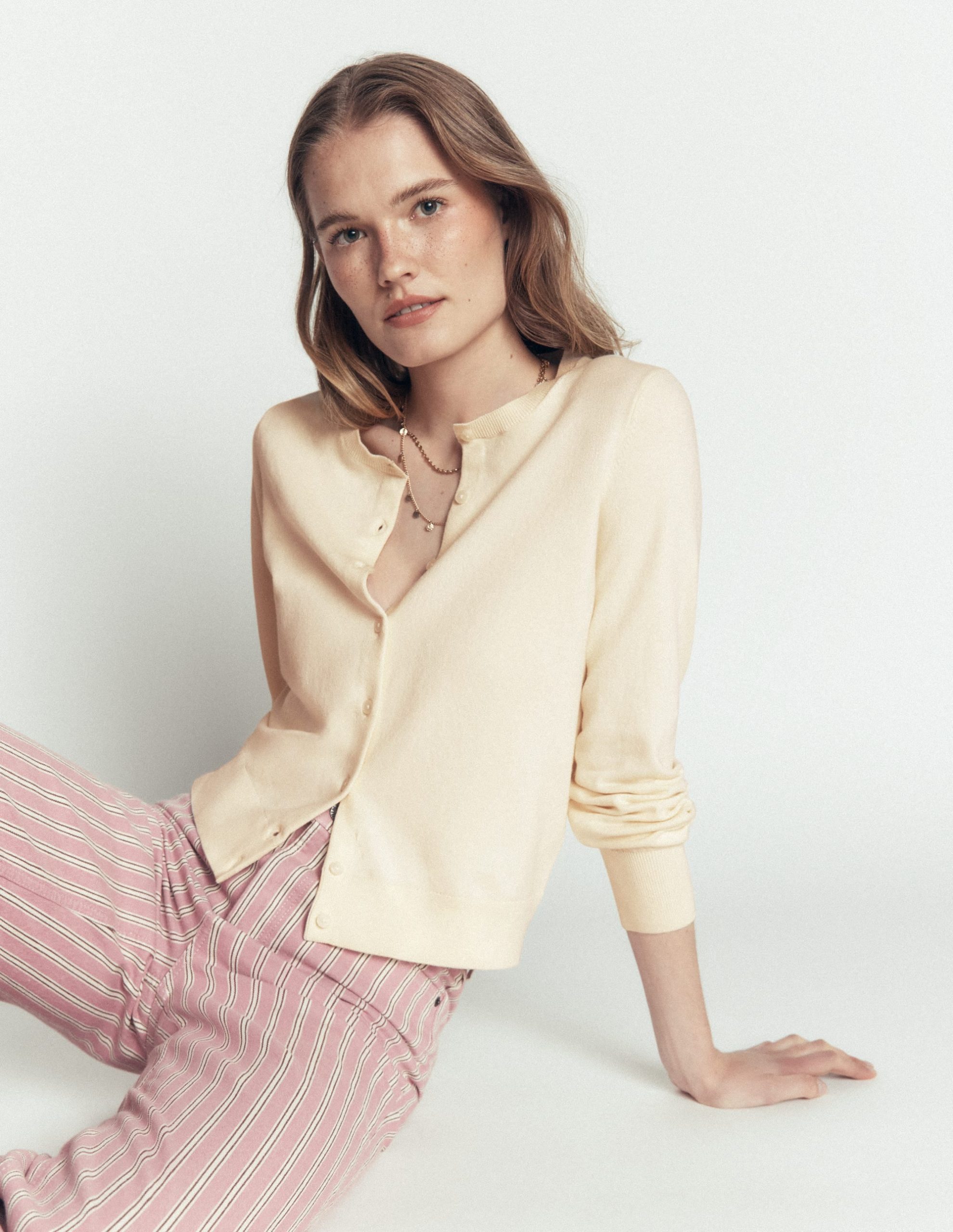 Camilla Cotton Crew Cardigan-Ivory - Image 5