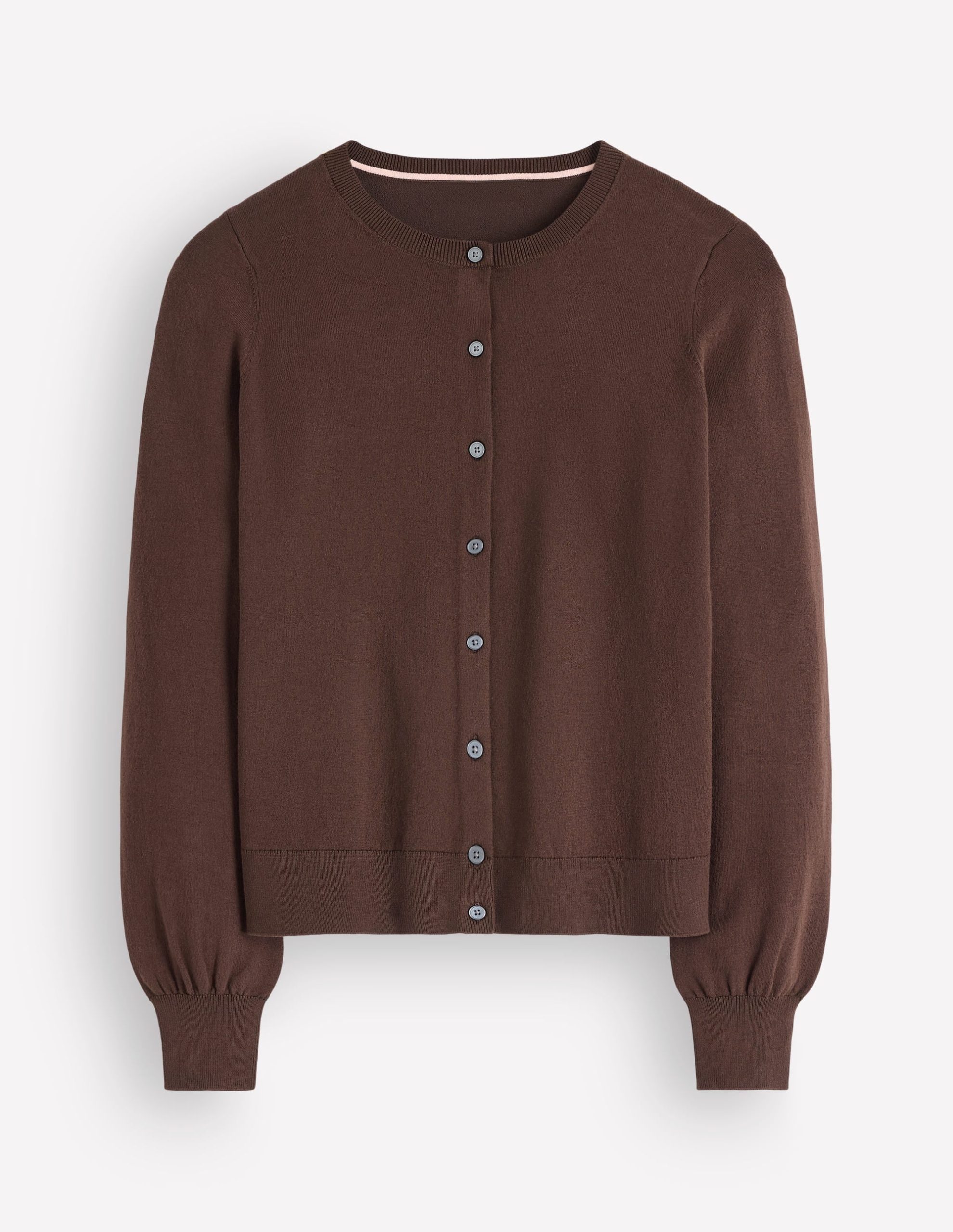 Camilla Cotton Crew Cardigan-Bitter Chocolate - Image 6