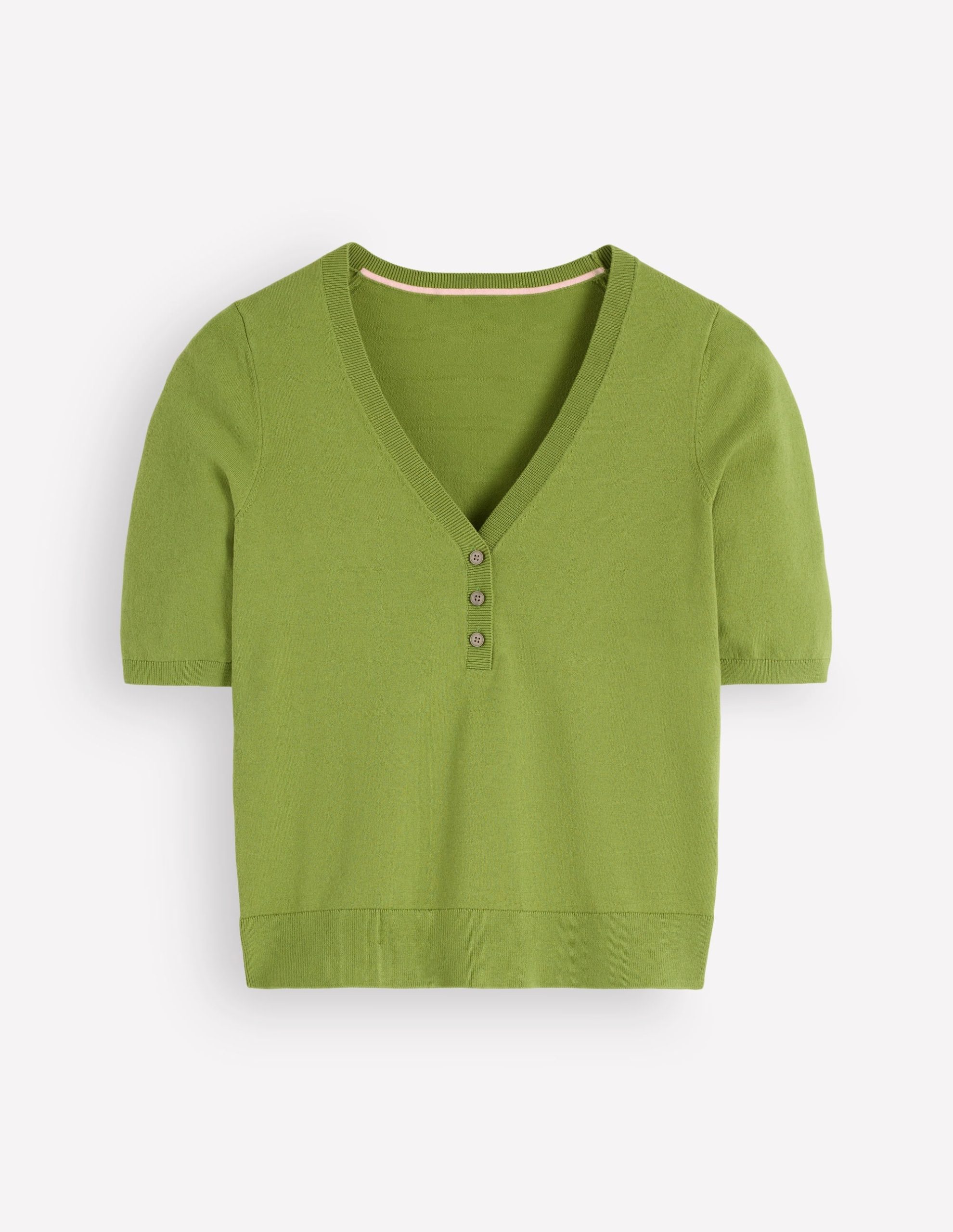 Camilla Cotton V-neck T-shirt-Laurel Green - Image 4