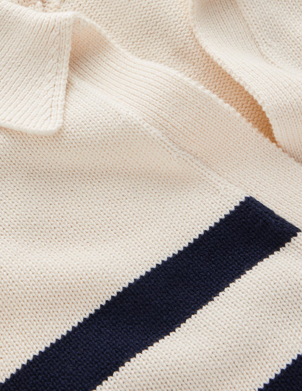 Lucy Cotton Henley Sweater-Ivory. Navy Stripe - Image 7