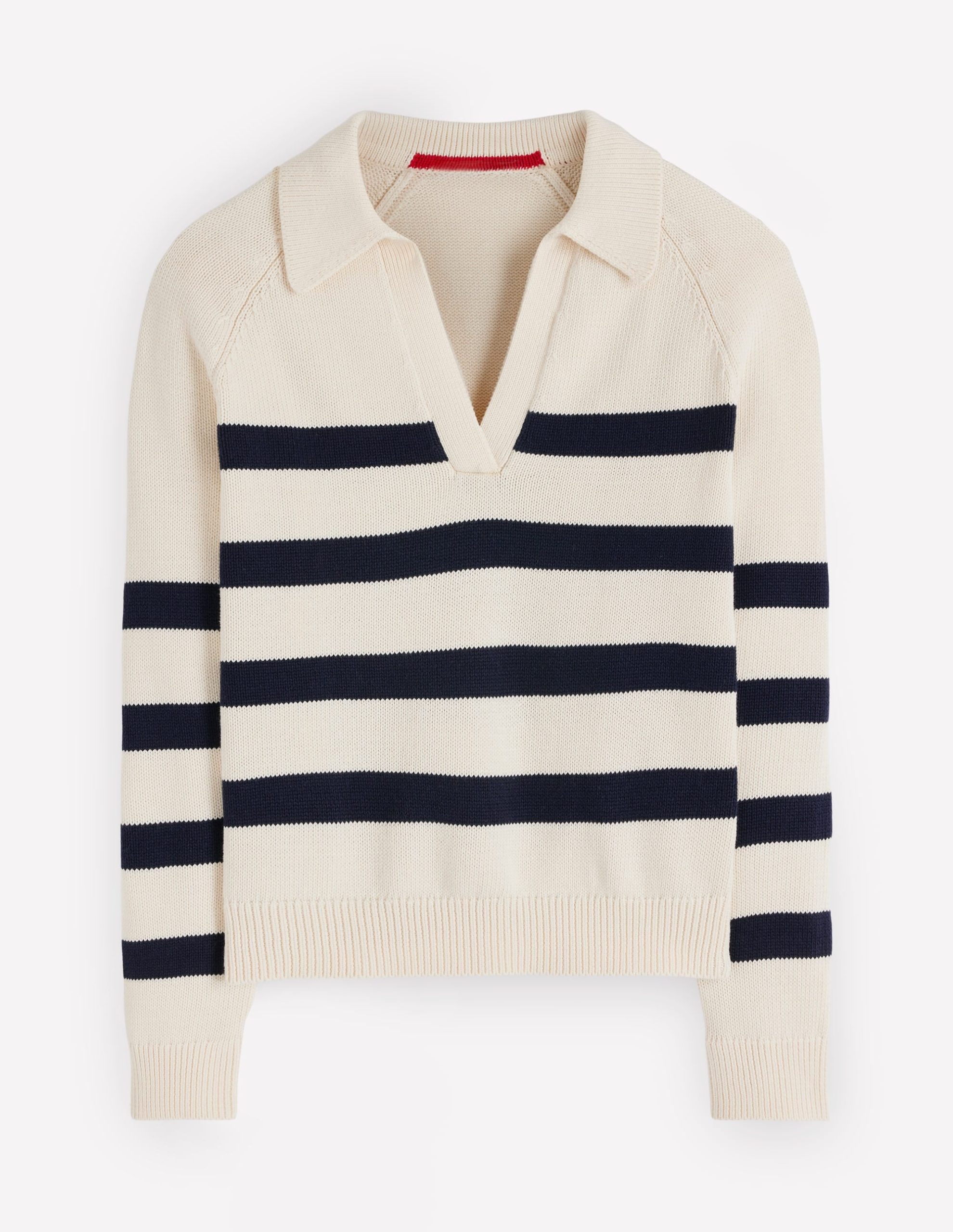 Lucy Cotton Henley Sweater-Ivory. Navy Stripe - Image 6