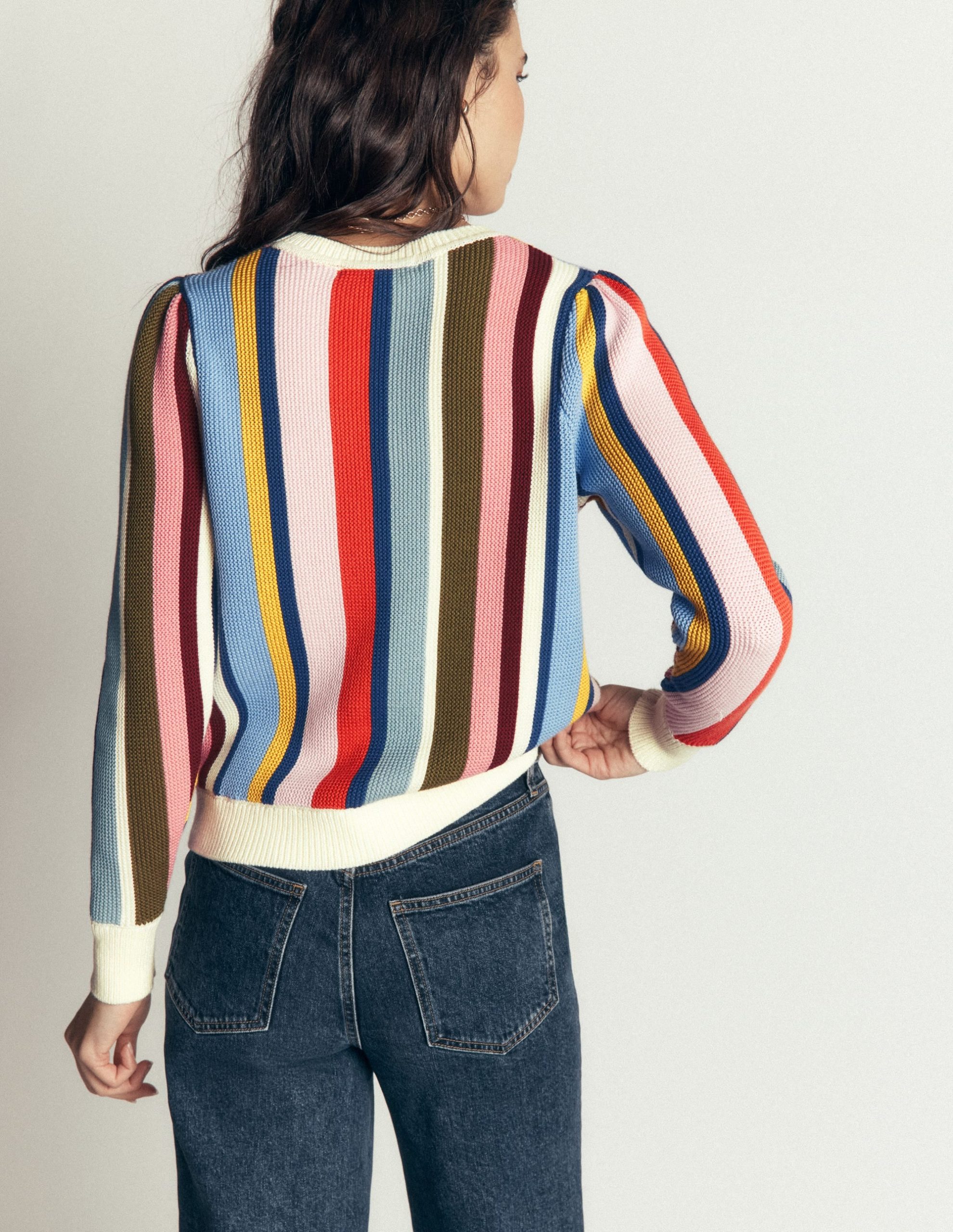 Textured Stitch Jumper-Multi Stripe - Image 4