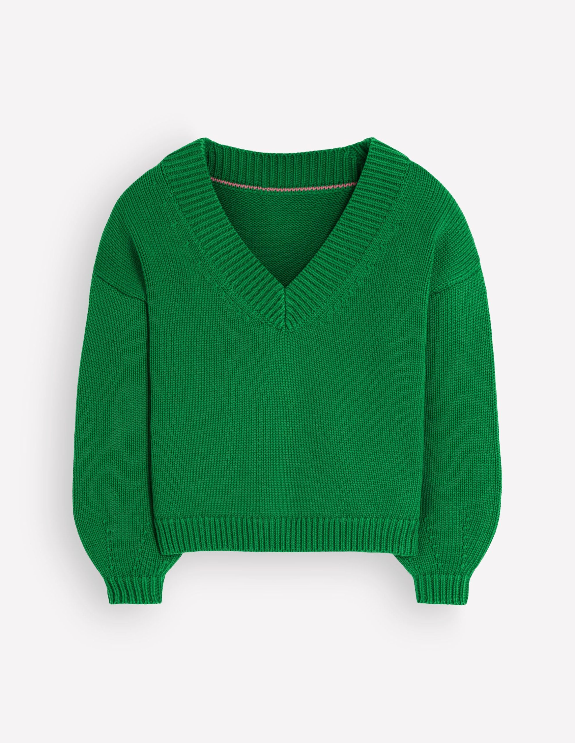 Lucy Cotton V-neck Sweater-Highland Green - Image 7