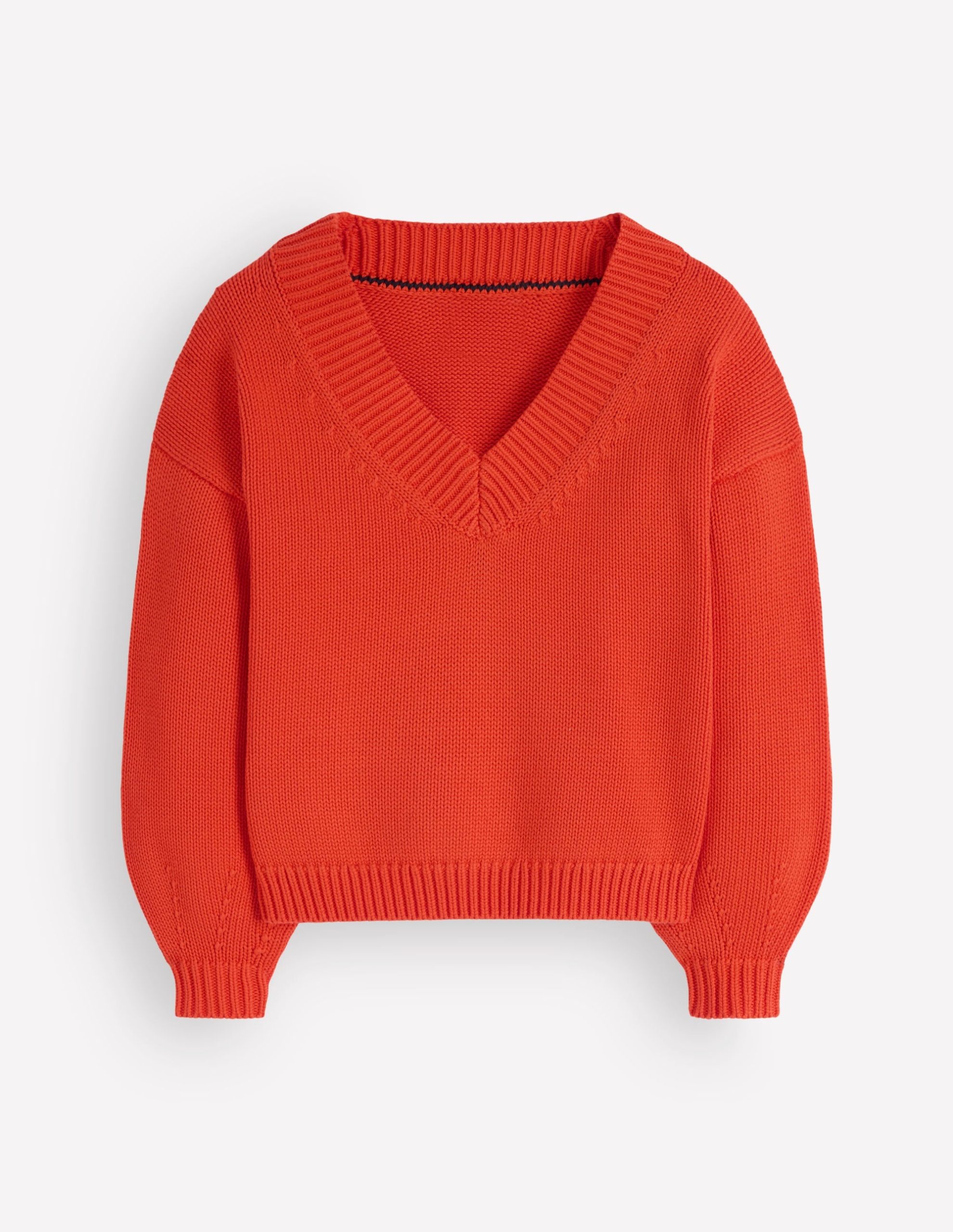 Lucy Cotton V-neck Sweater-Sunset Orange - Image 8