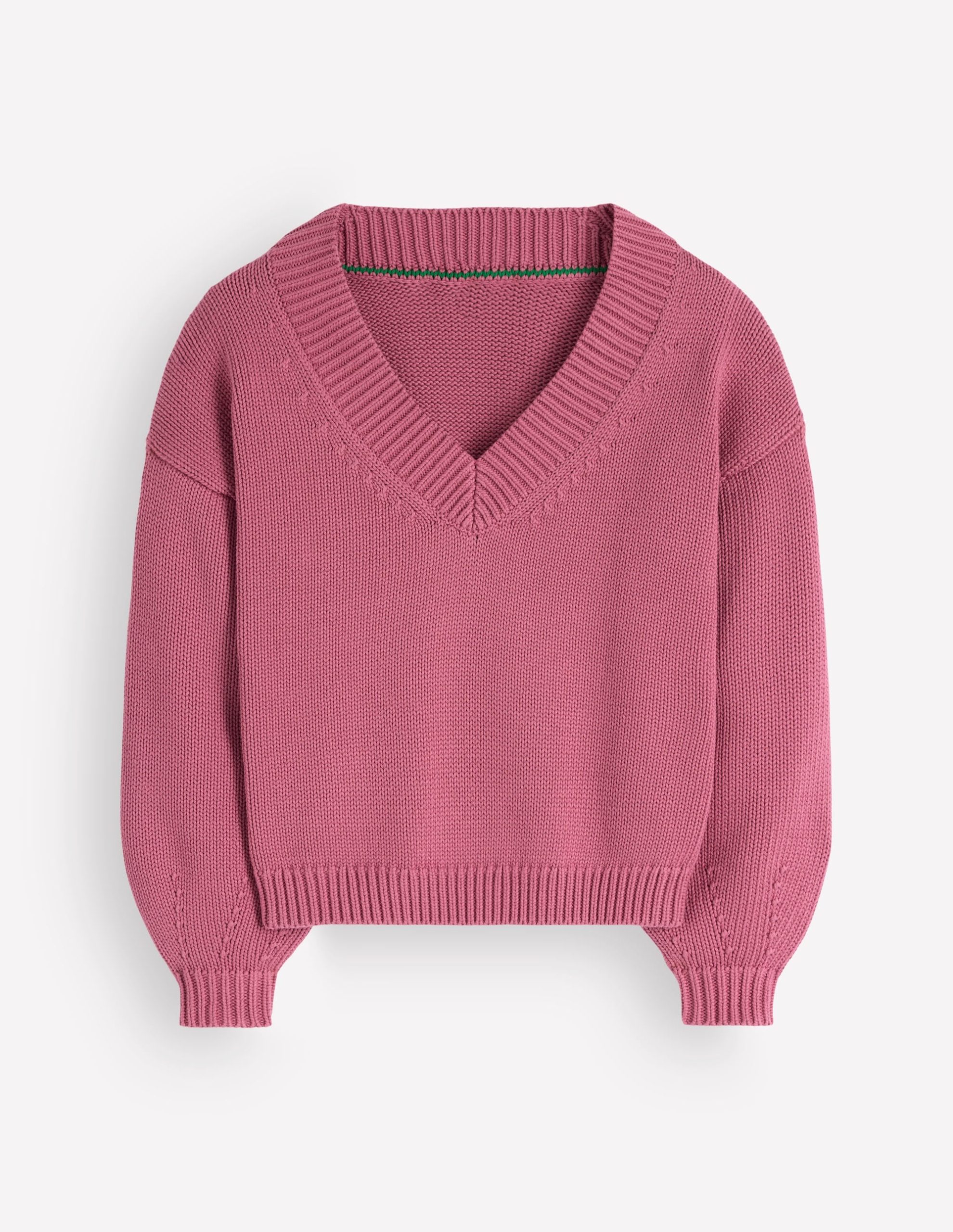 Lucy Cotton V-neck Sweater-Pink Heather - Image 11