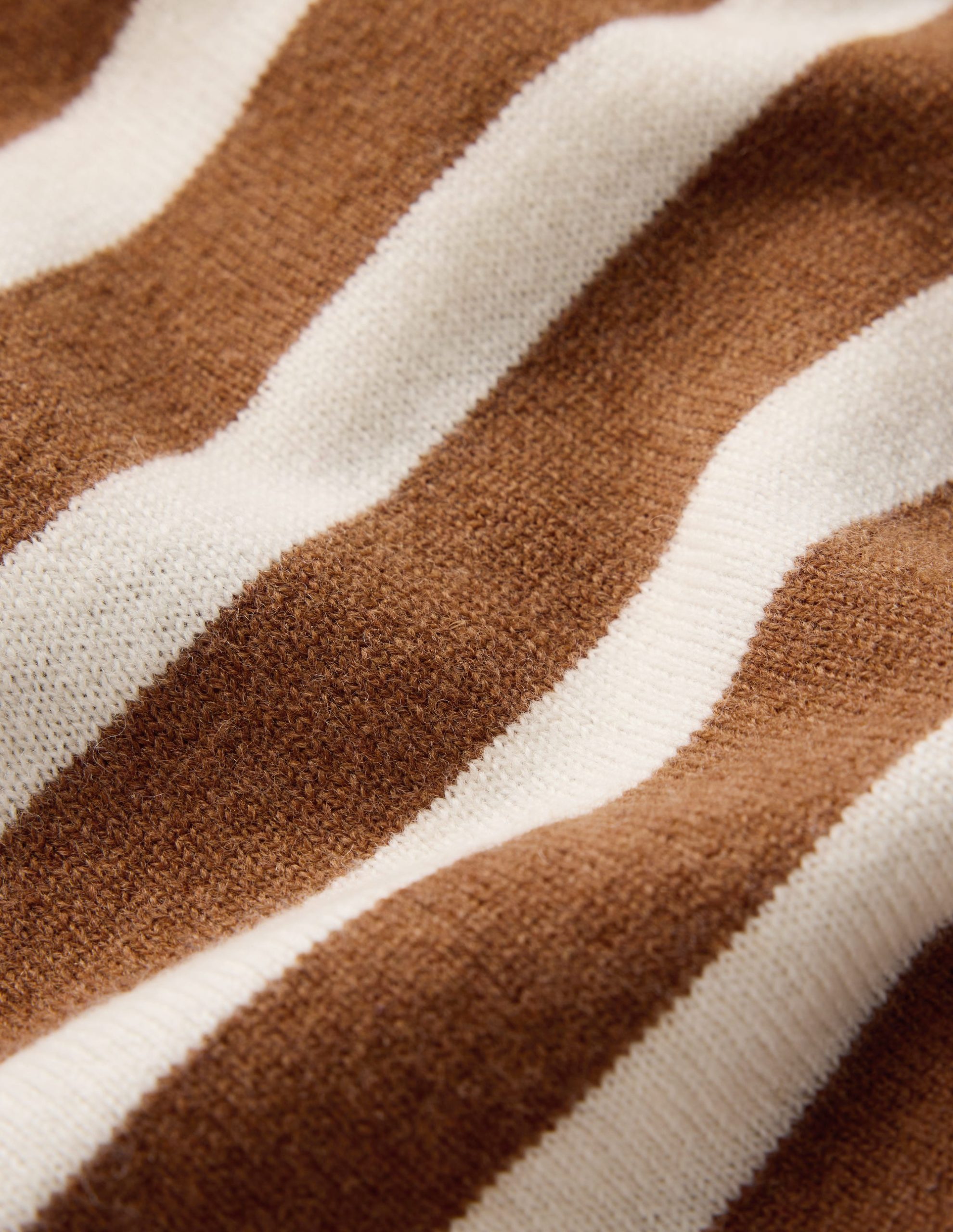 Bow Neck Knitted T-shirt-Gingerbread. Ivory Stripe - Image 7