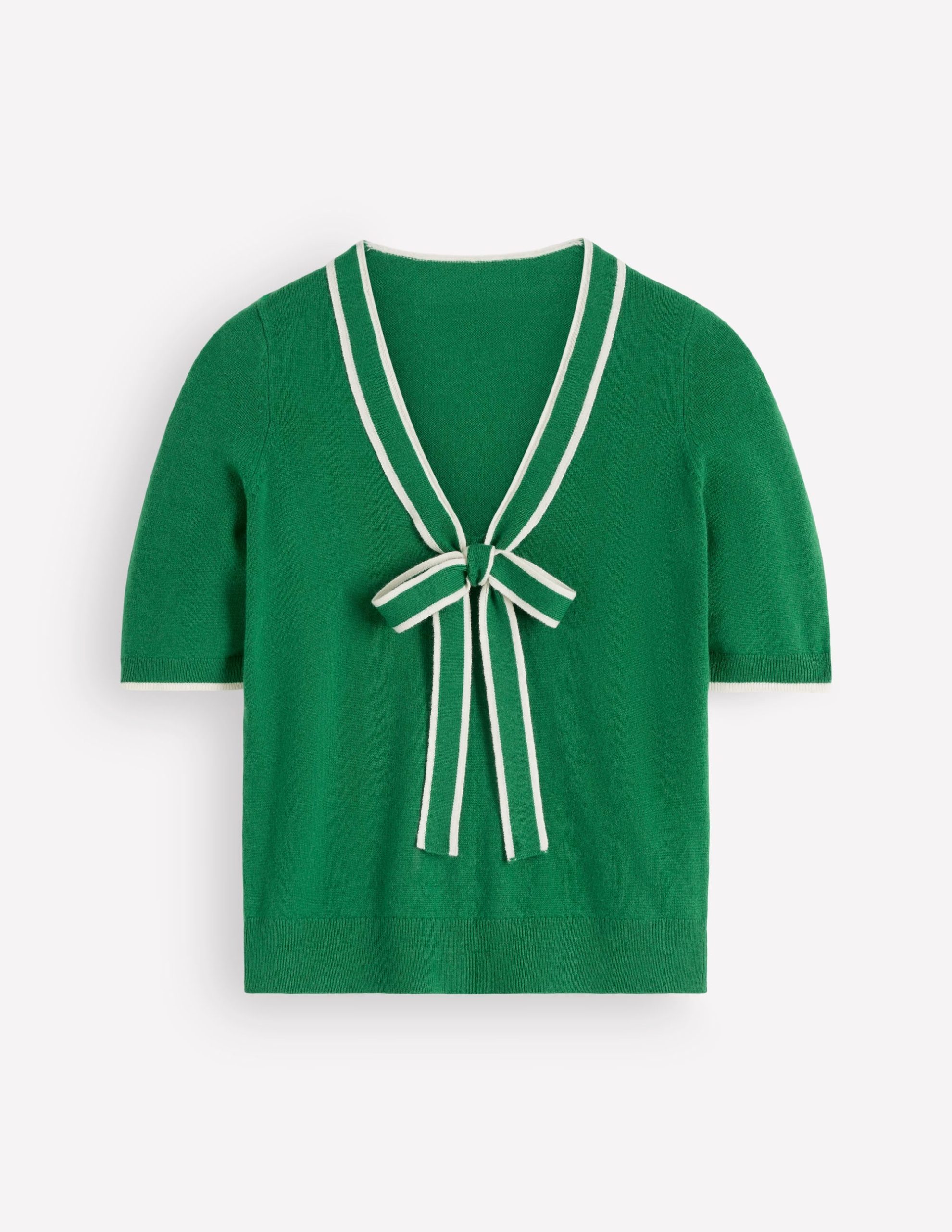 Bow Neck Knitted T-shirt-Fresh Green - Image 5