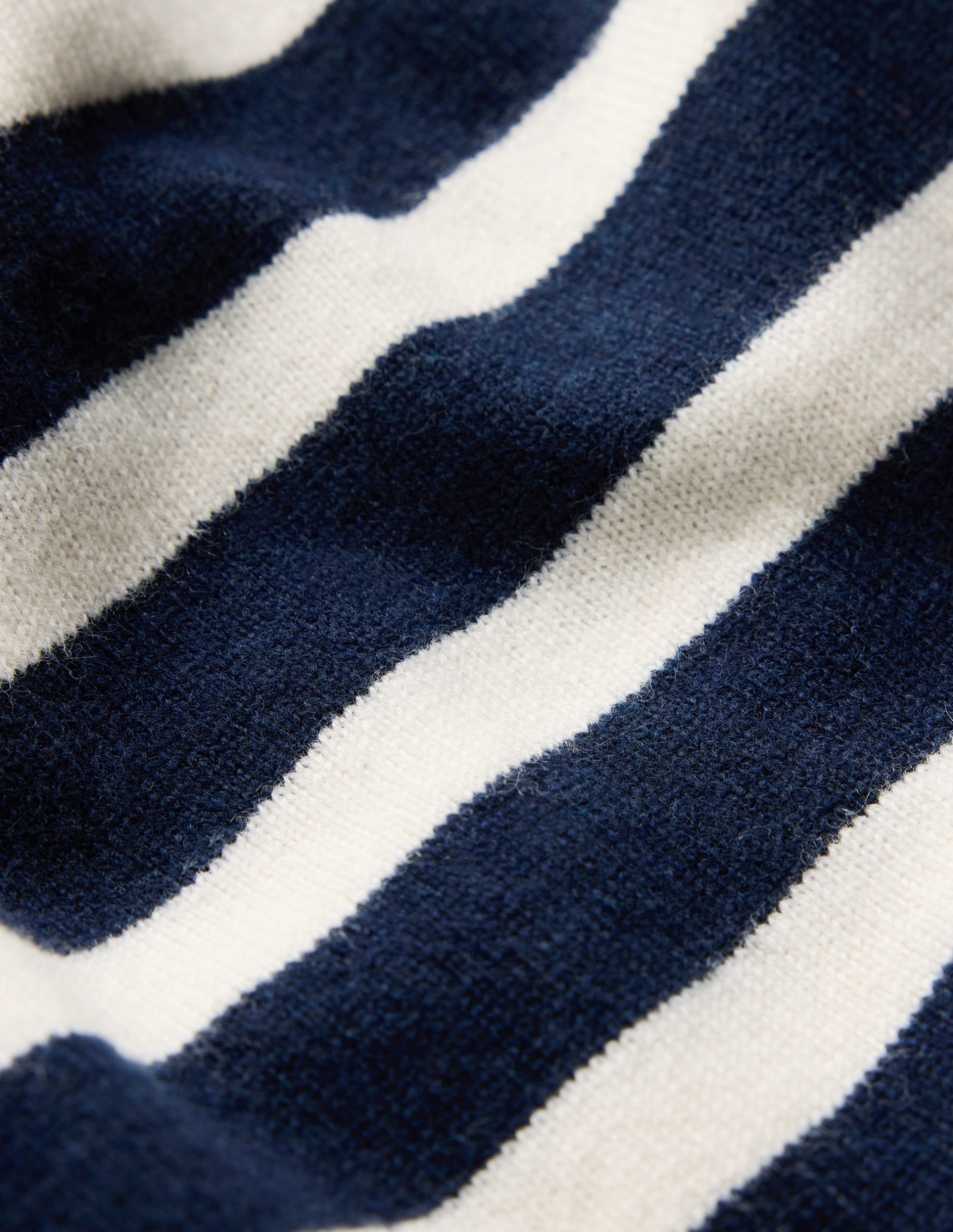 Bow Neck Knitted T-shirt-Navy. Ivory Stripe - Image 7