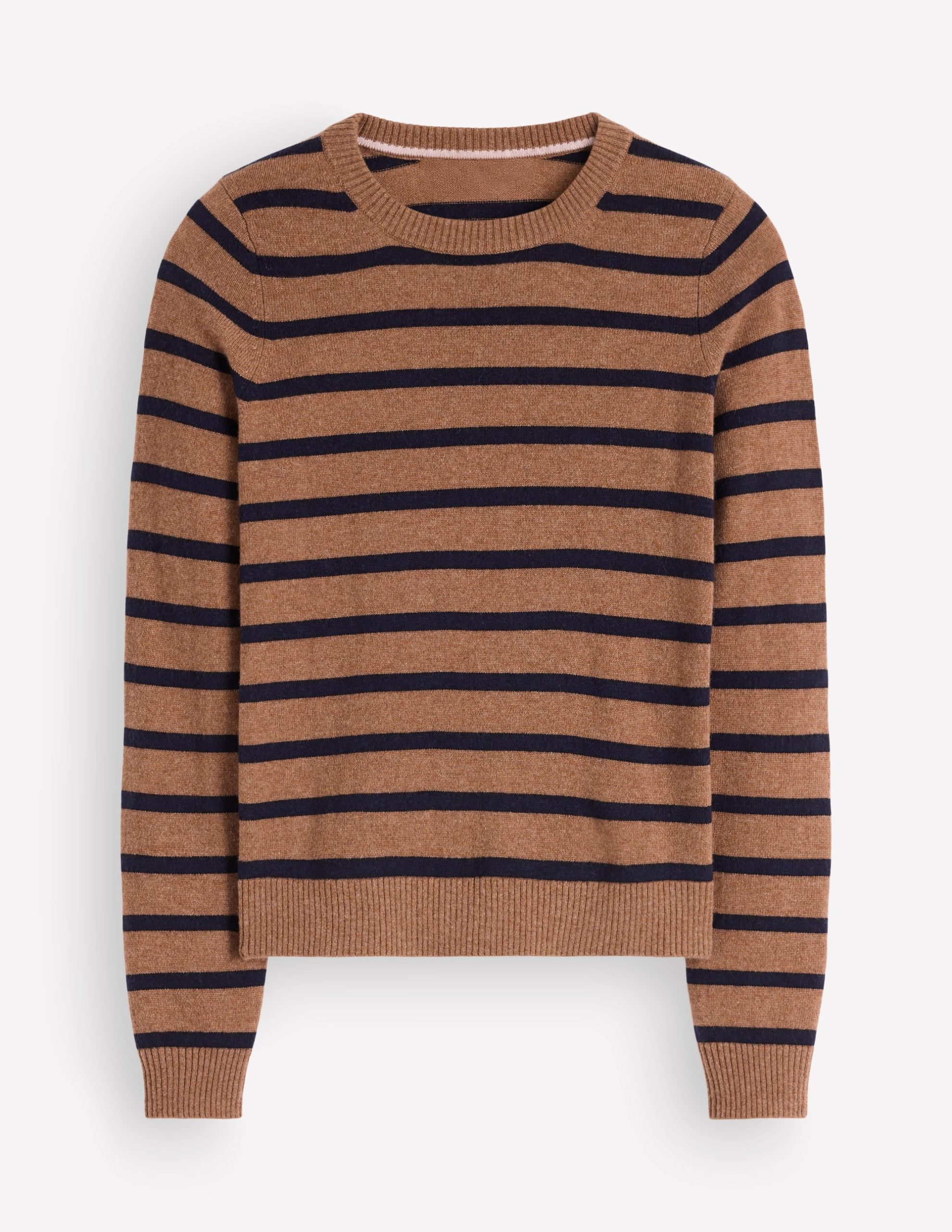 Elsie Cashmere Crew Sweater-Warm Ginger. Stripe - Image 5