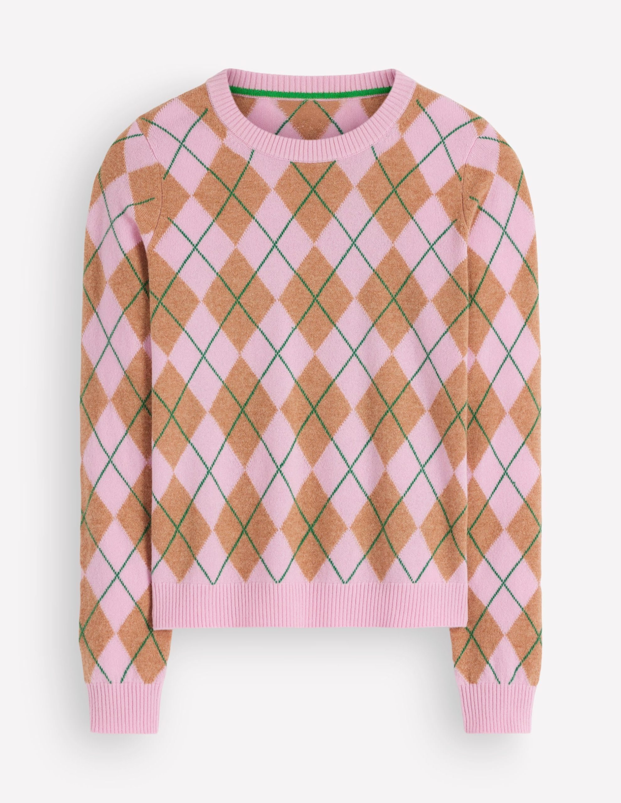 Elsie Cashmere Crew Sweater-Pink Heather. Argyle - Image 6