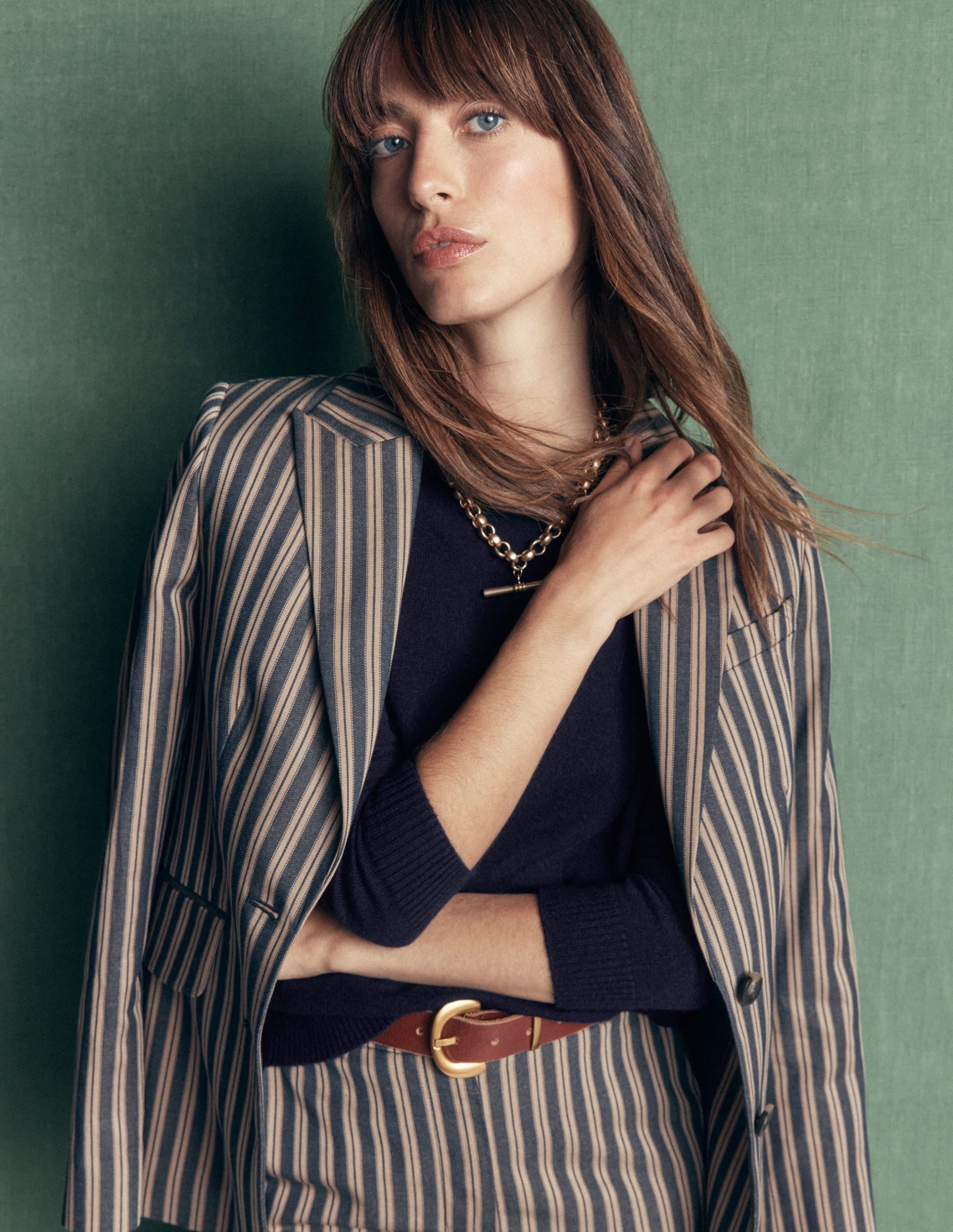 Elsie Cashmere Crew Sweater-Navy