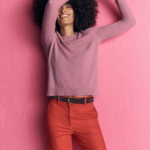 Elsie Cashmere Crew Sweater-Pink Heather