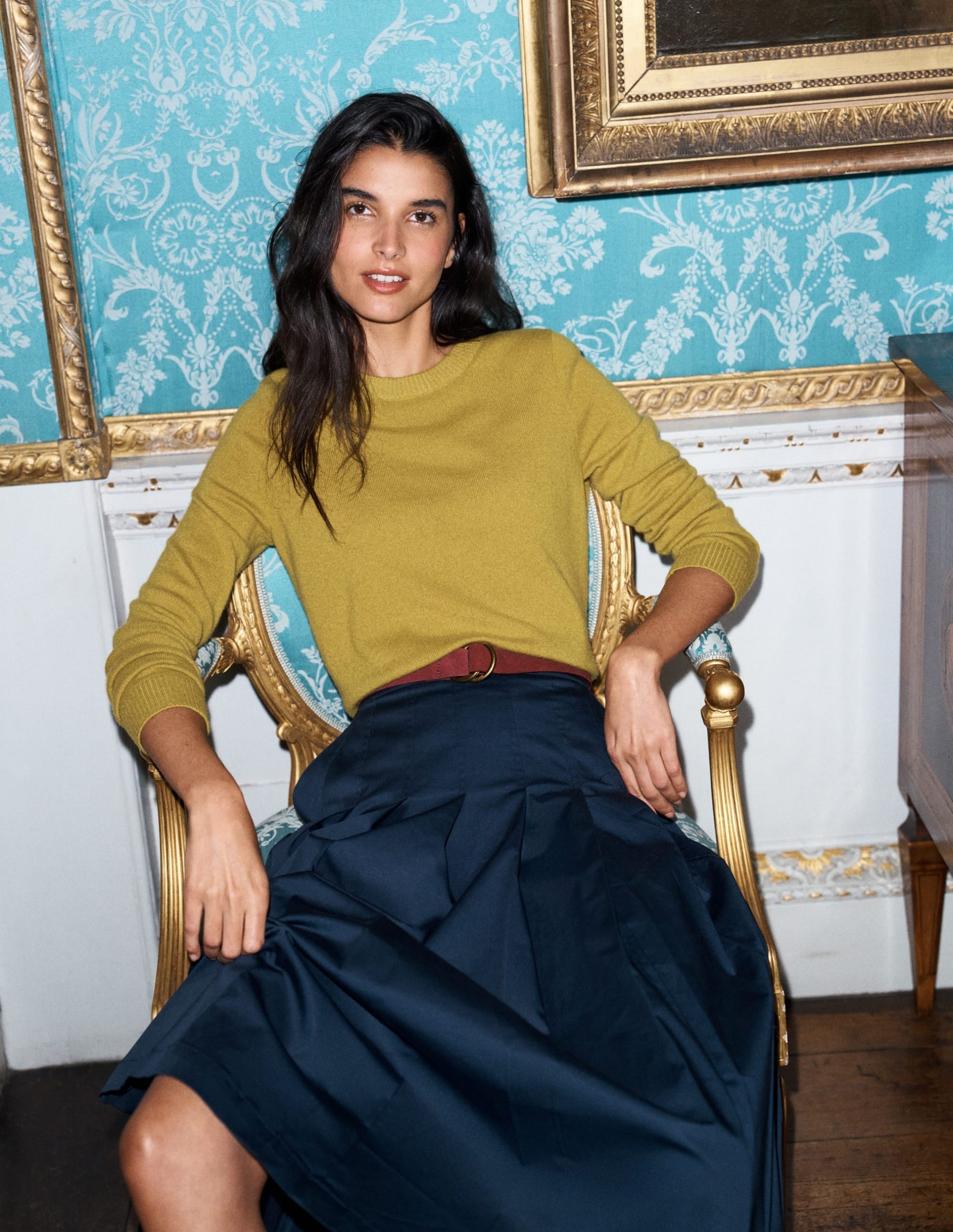 Elsie Cashmere Crew Sweater-Spiced Yellow - Image 5
