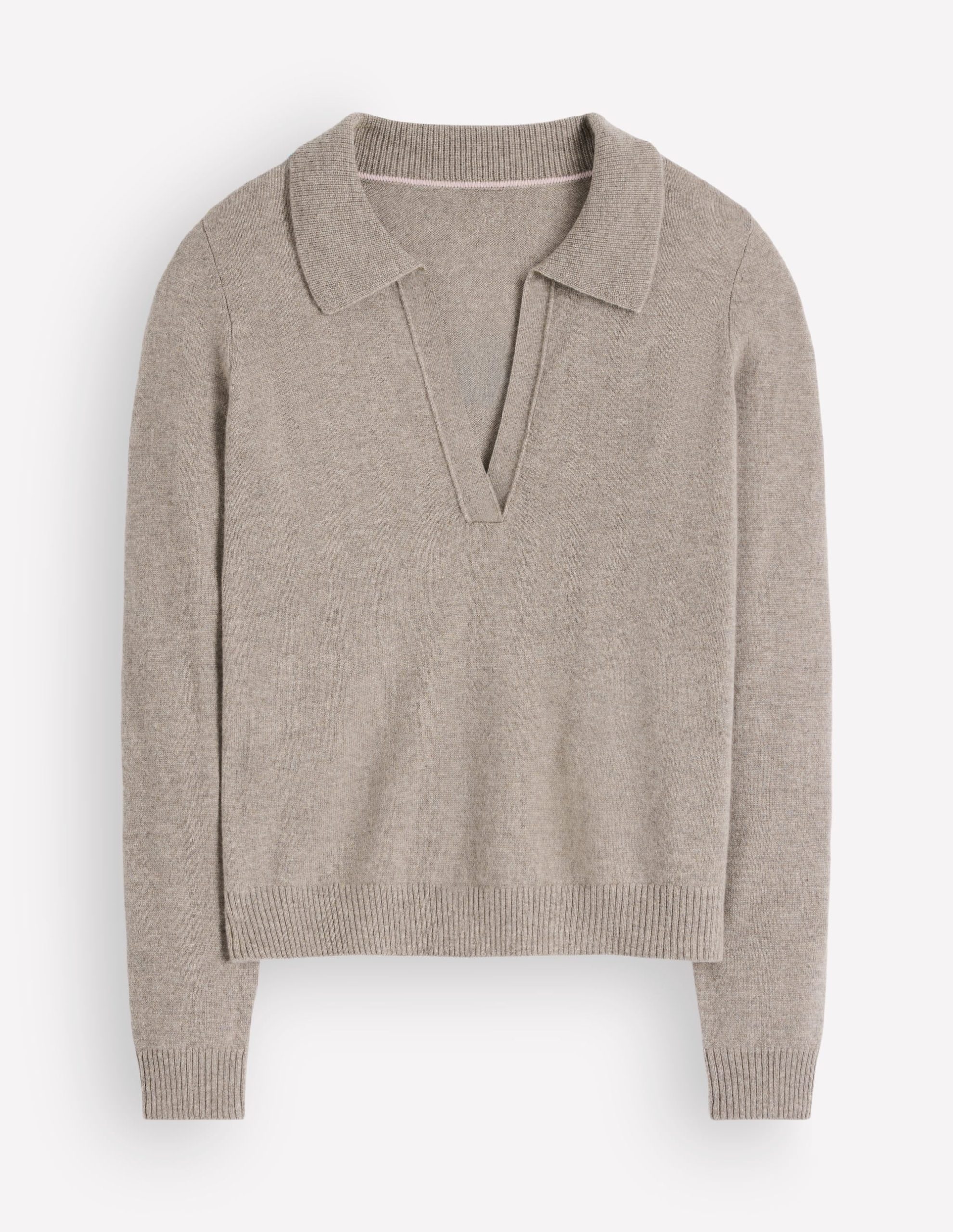 Elsie Cashmere Henley Sweater-Mink Melange - Image 5