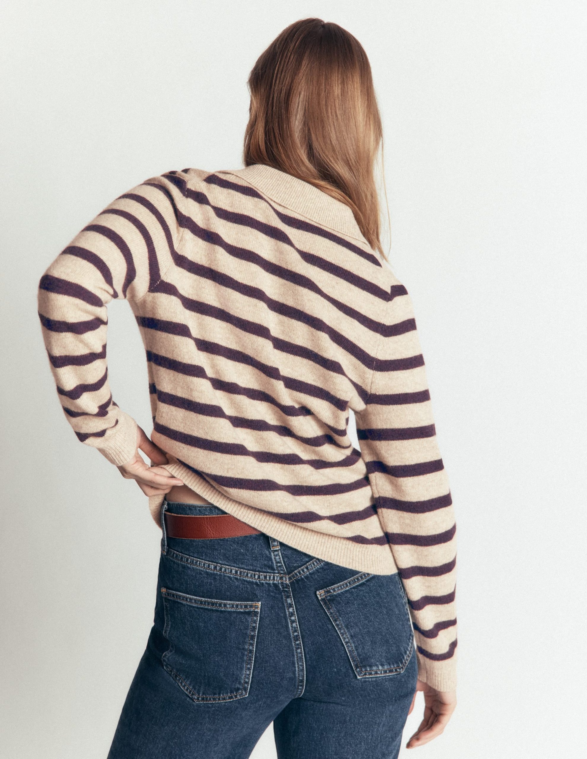 Marianne Merino Wool Sweater-Mink. Stripe - Image 3