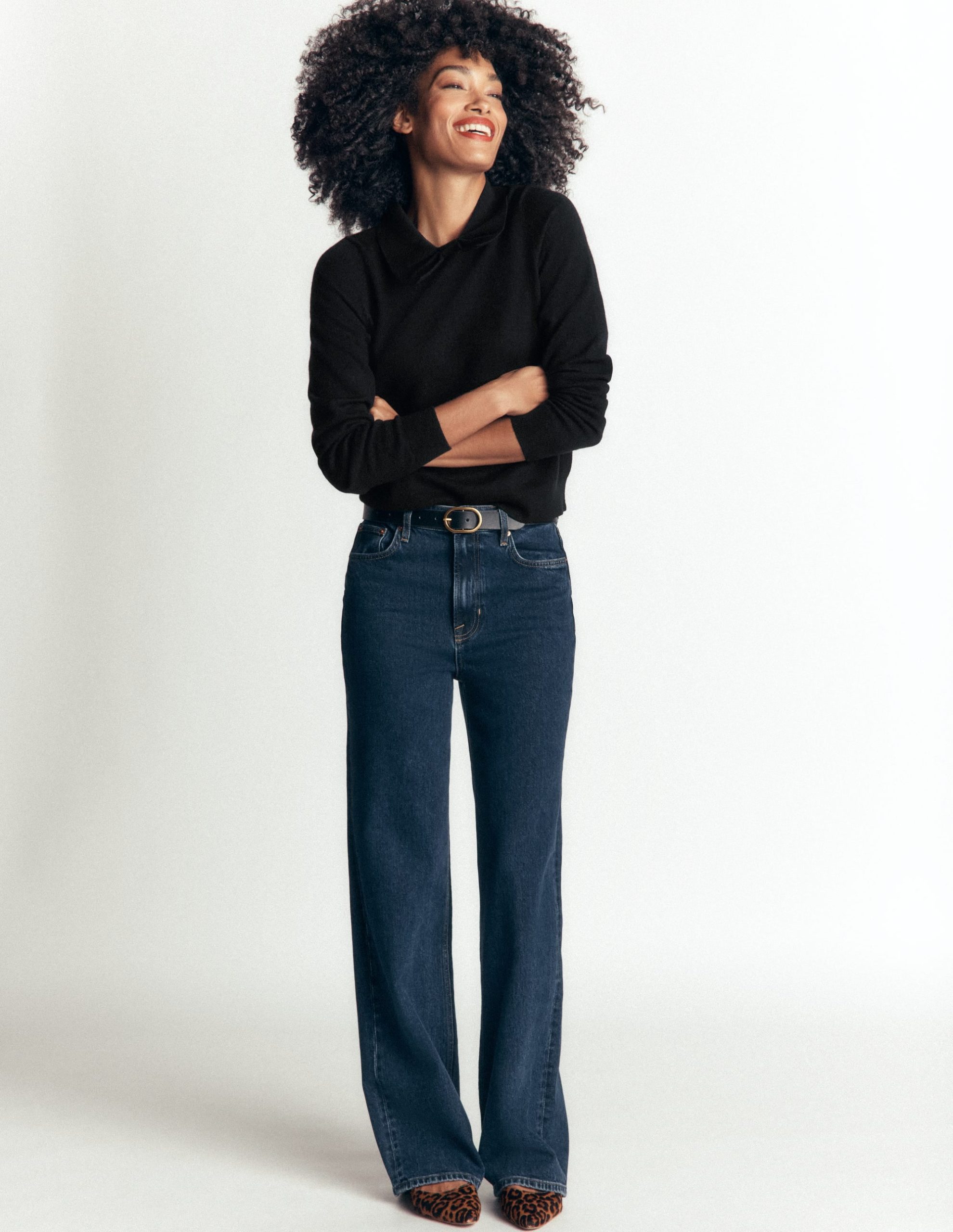 Bow Neck Knitted Sweater-Black - Image 4