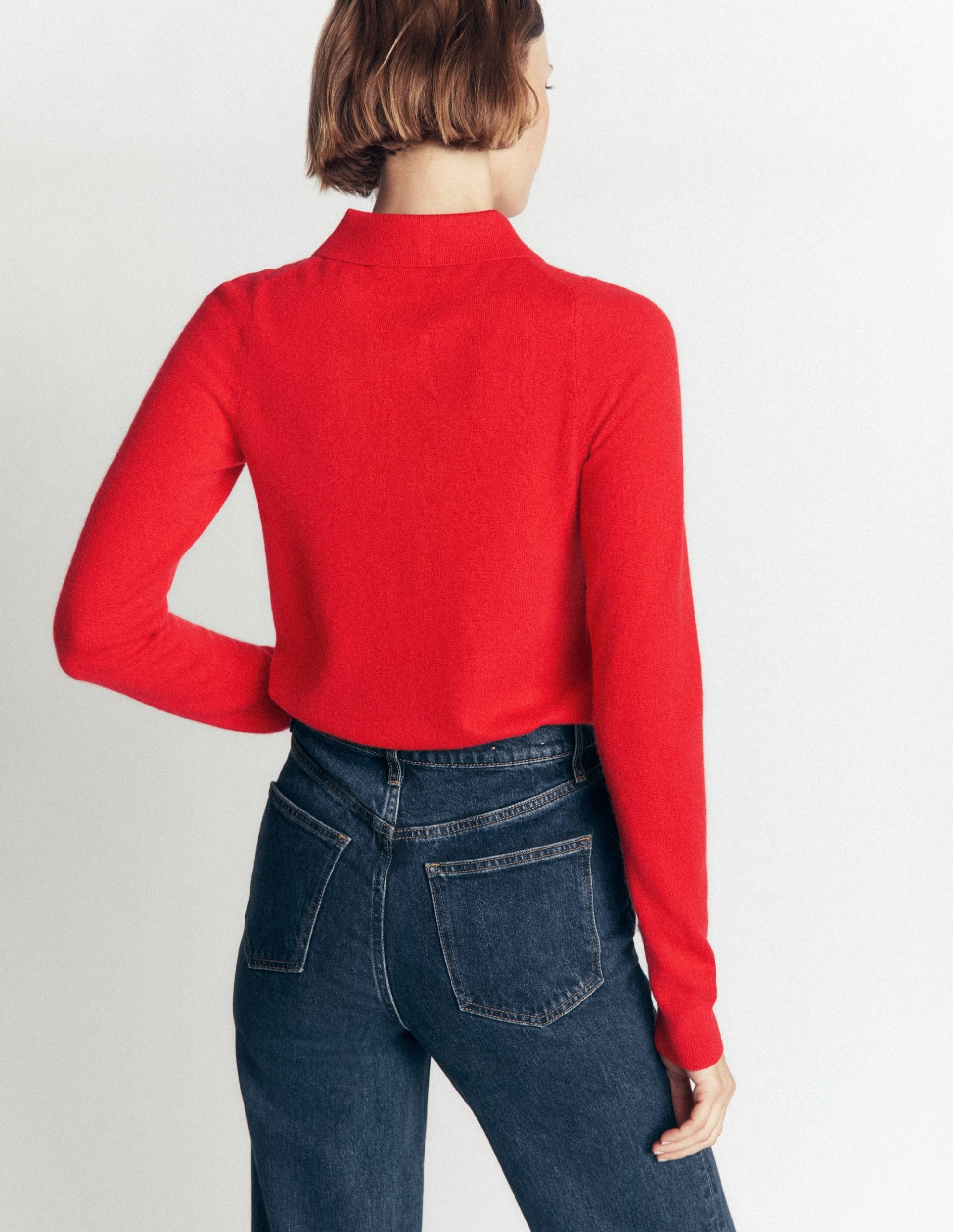 Bow Neck Knitted Sweater-Poppy Red - Image 2