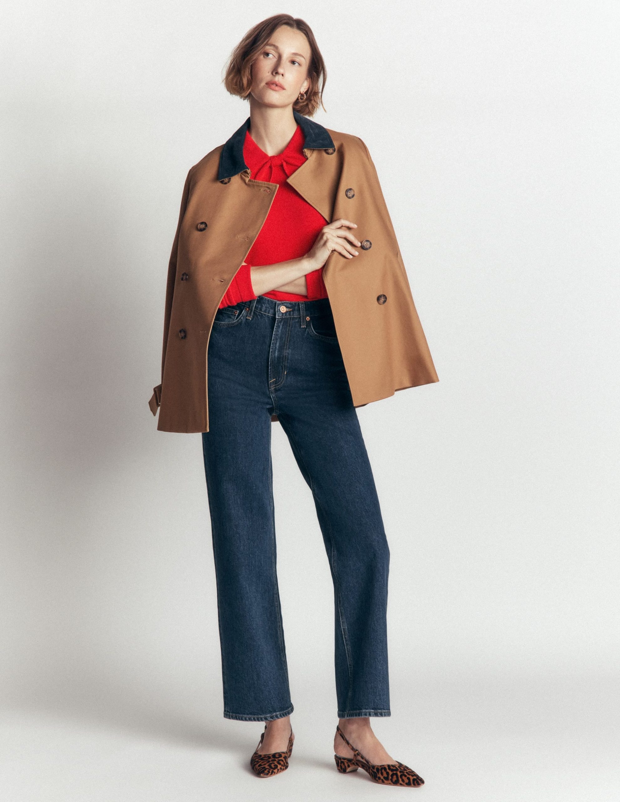Bow Neck Knitted Sweater-Poppy Red - Image 3