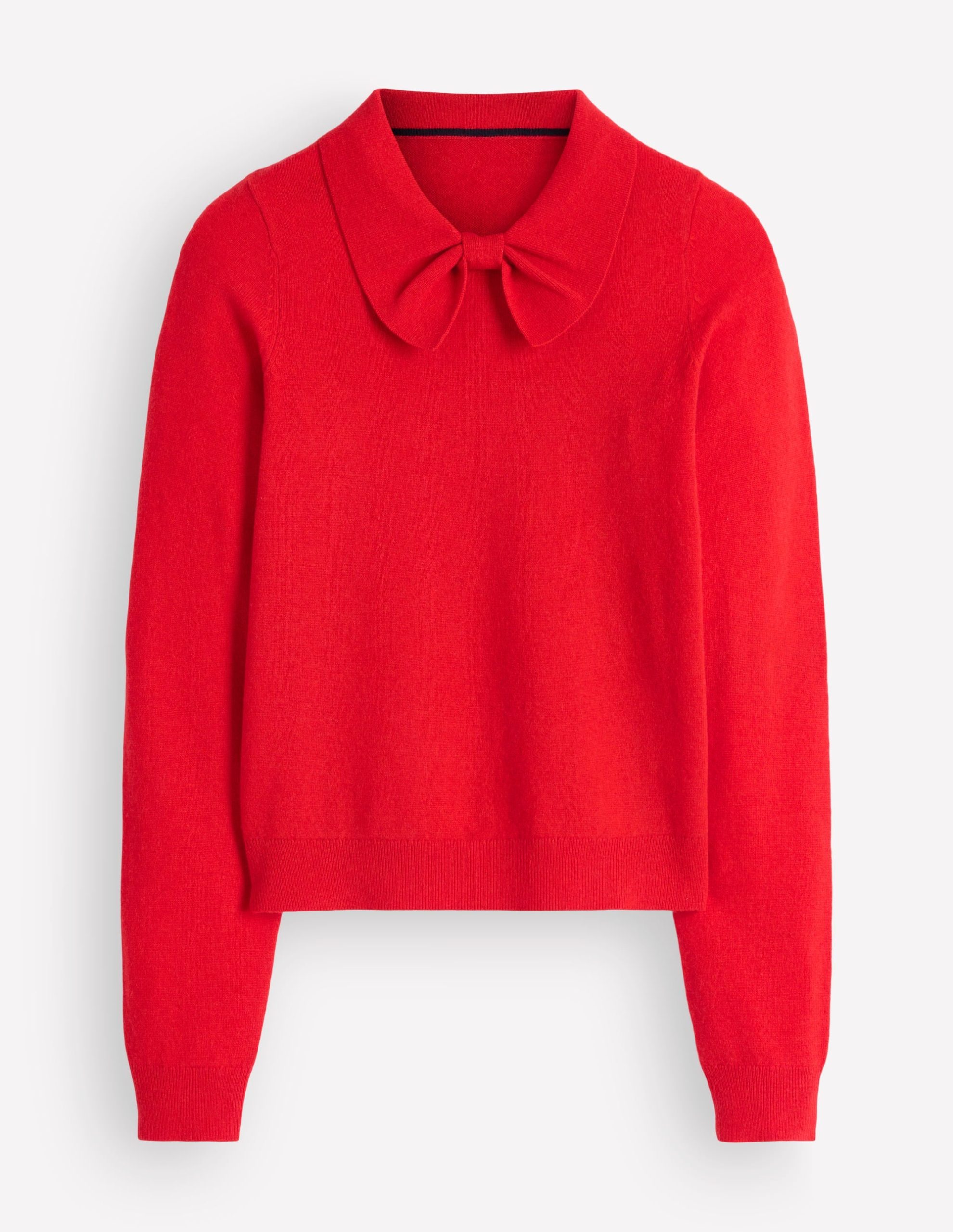 Bow Neck Knitted Sweater-Poppy Red - Image 6