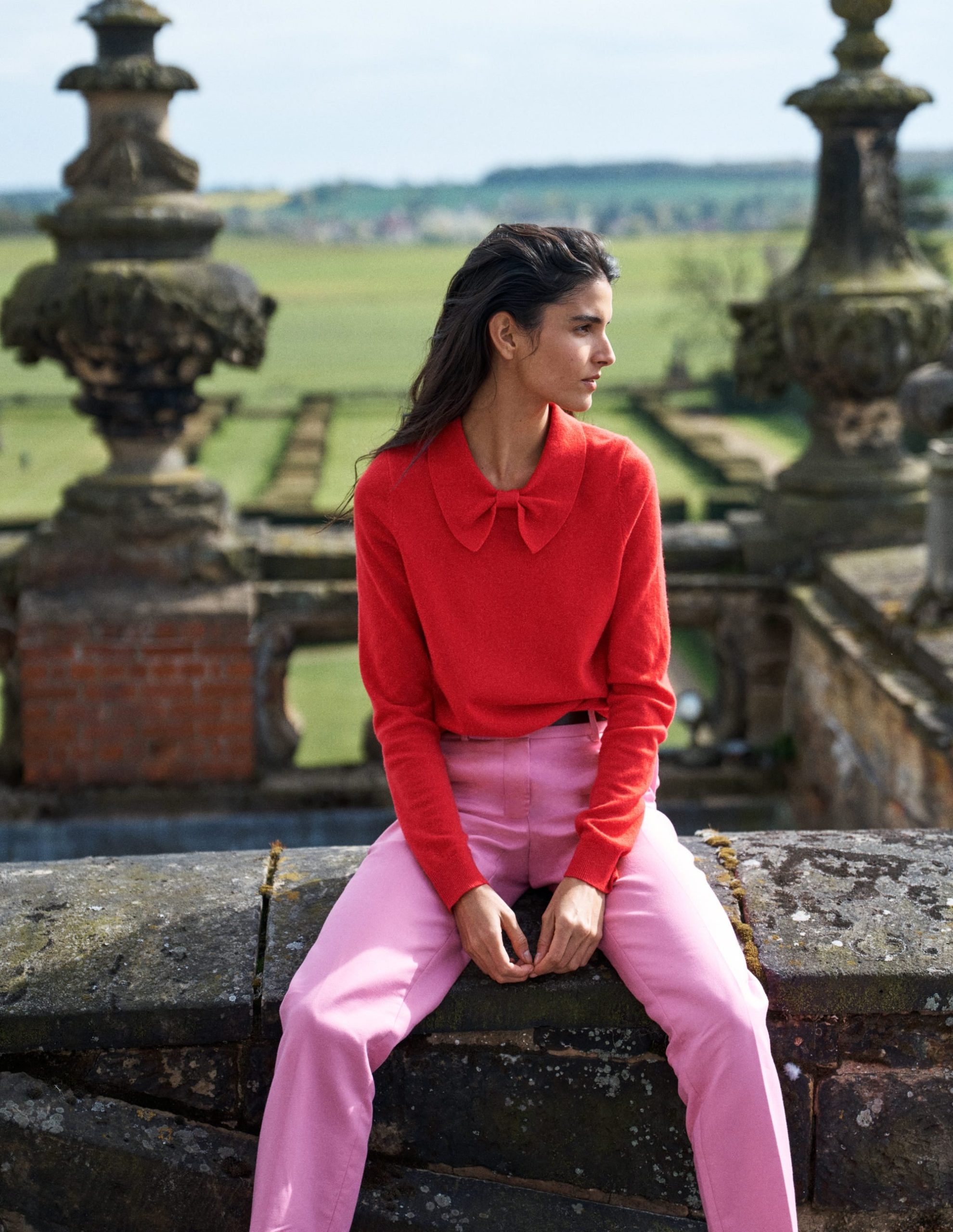Bow Neck Knitted Sweater-Poppy Red - Image 5