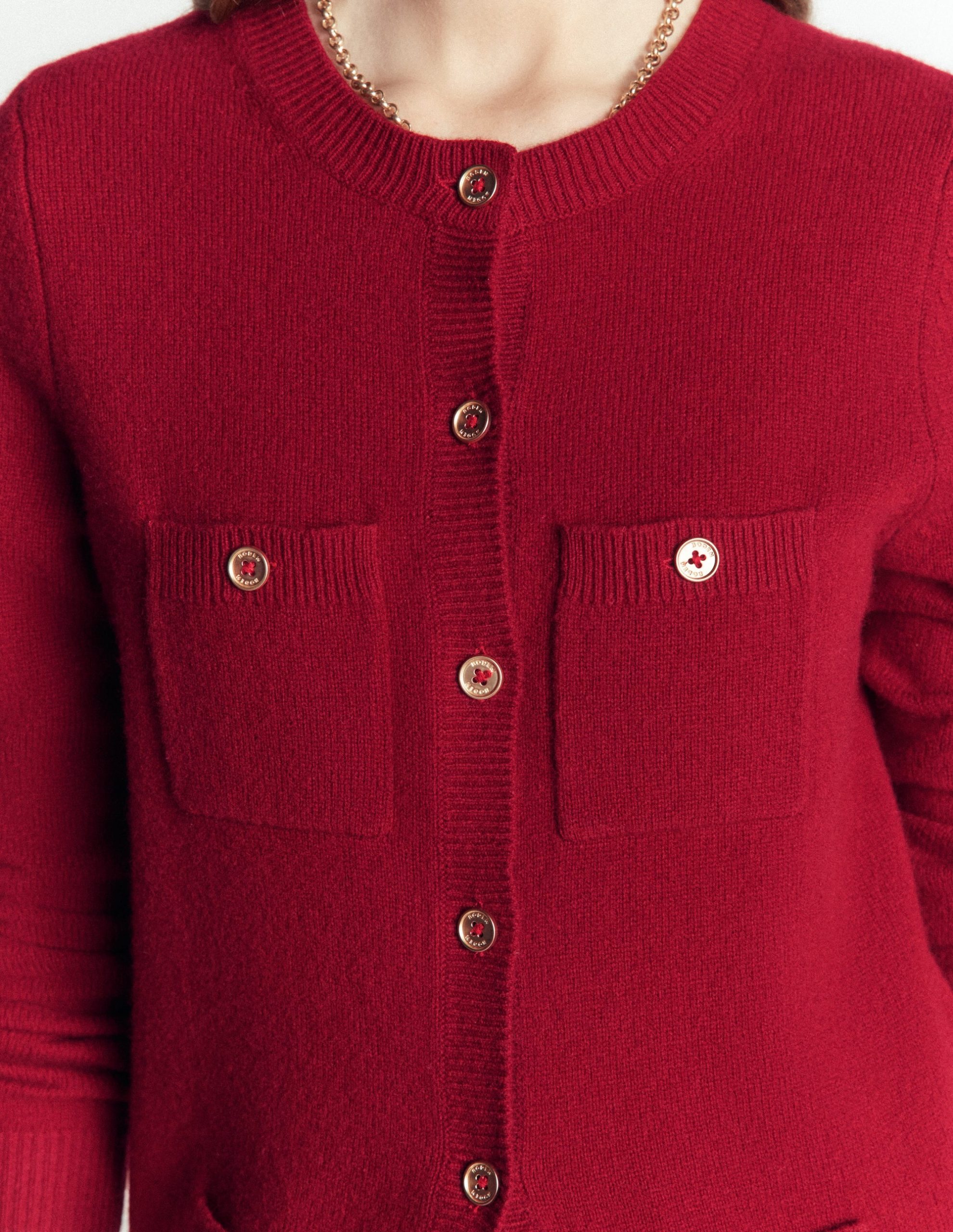 Marianne Merino Wool Cardigan-Crimson Red - Image 3